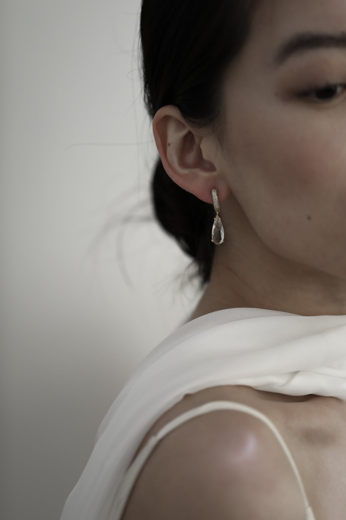 Pave Dewdrop Hoop Earrings - Sale