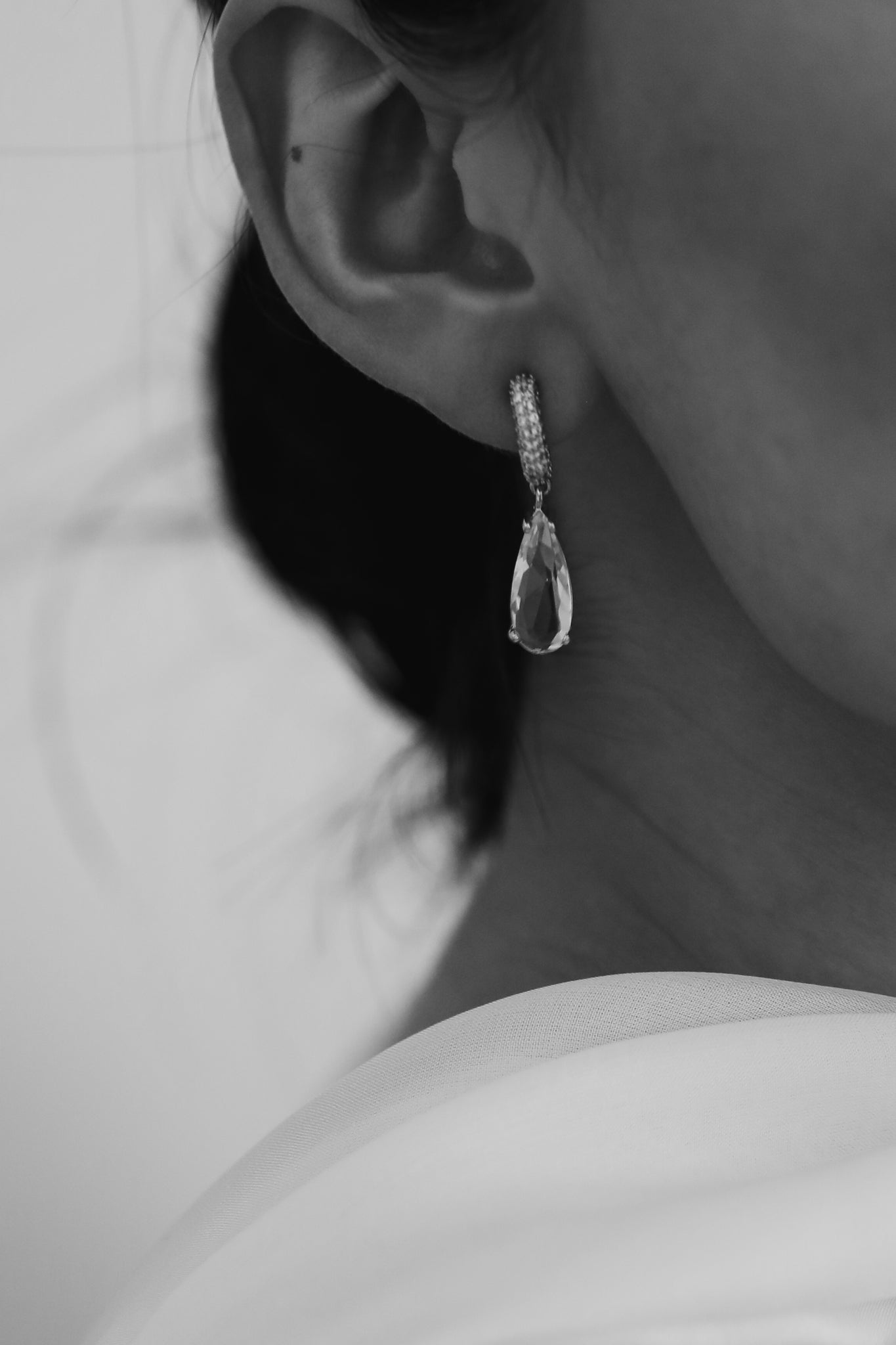 Pave Dewdrop Hoop Earrings - Sale