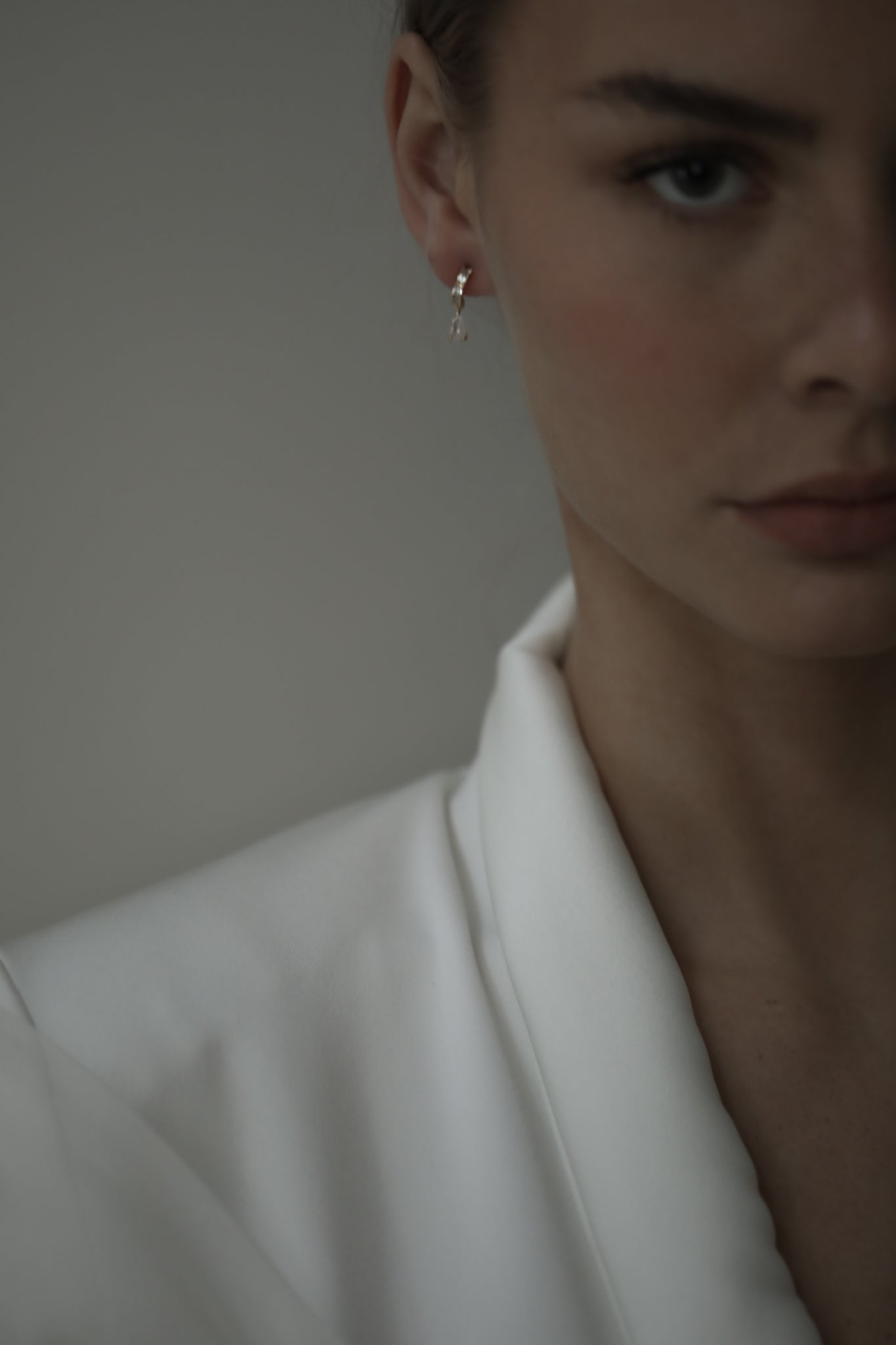 Rhinestone Pave Huggie Drop Earrings - Sale