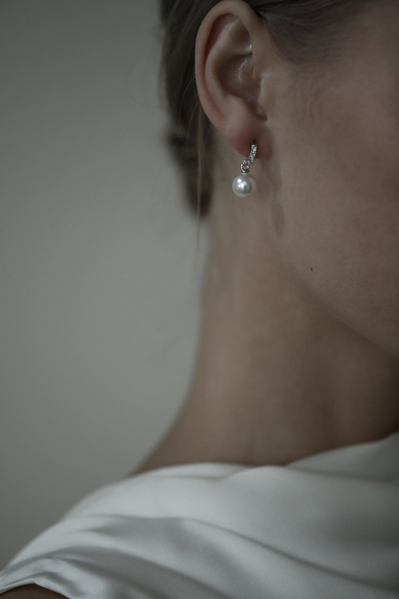 Pearl Pave Huggie Drop Earrings - Sale