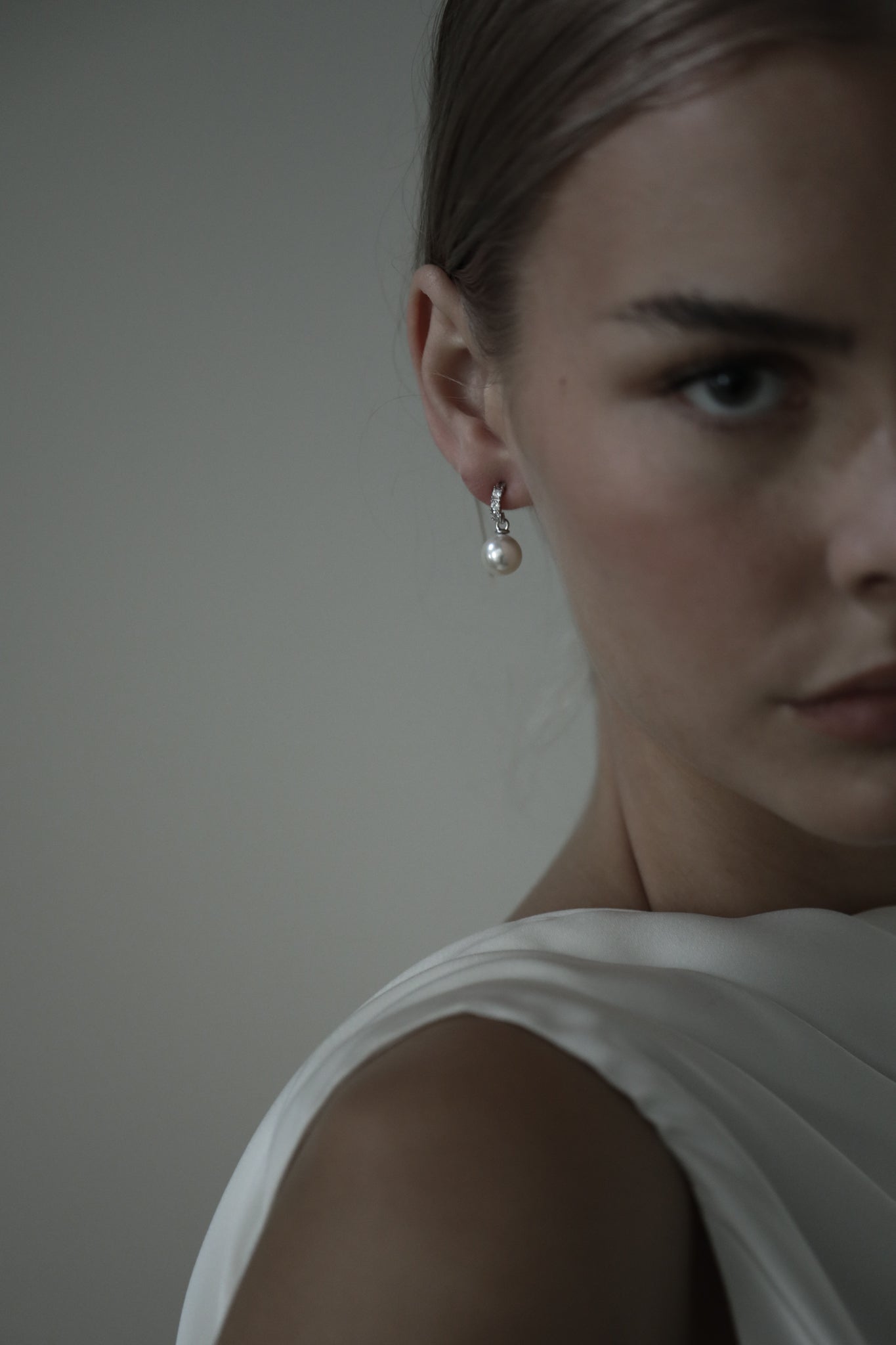 Pearl Pave Huggie Drop Earrings - Sale