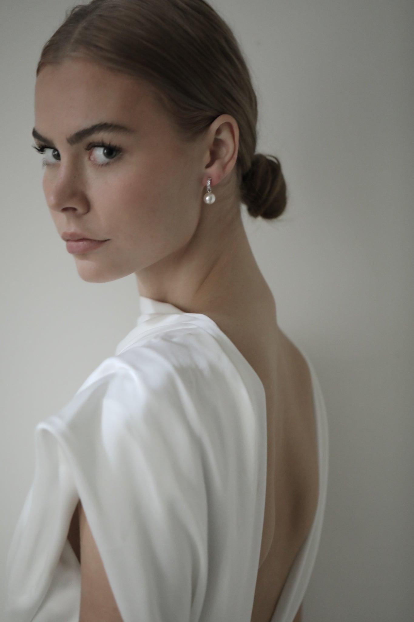 Pearl Pave Huggie Drop Earrings
