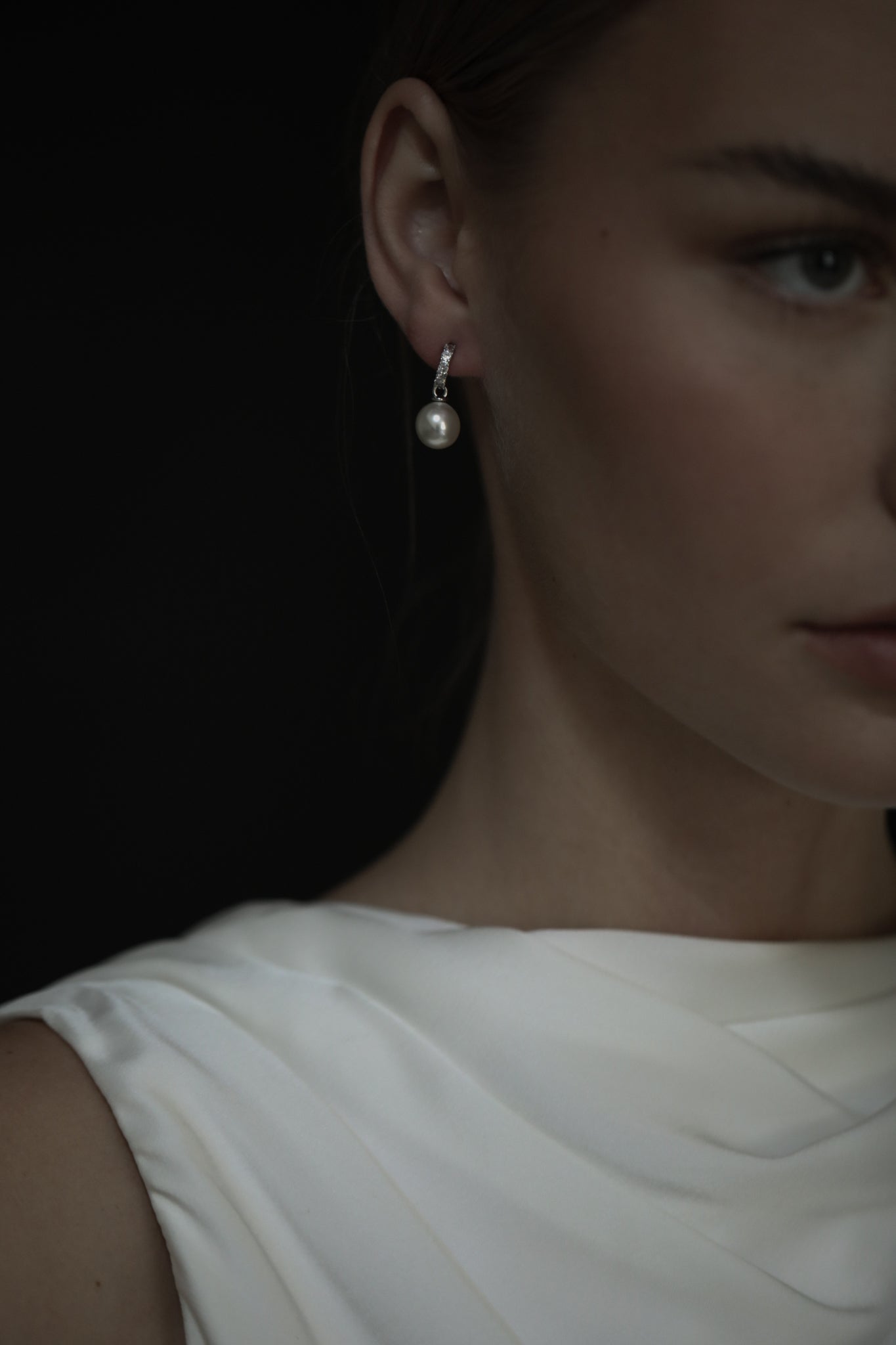 Pearl Pave Huggie Drop Earrings - Sale