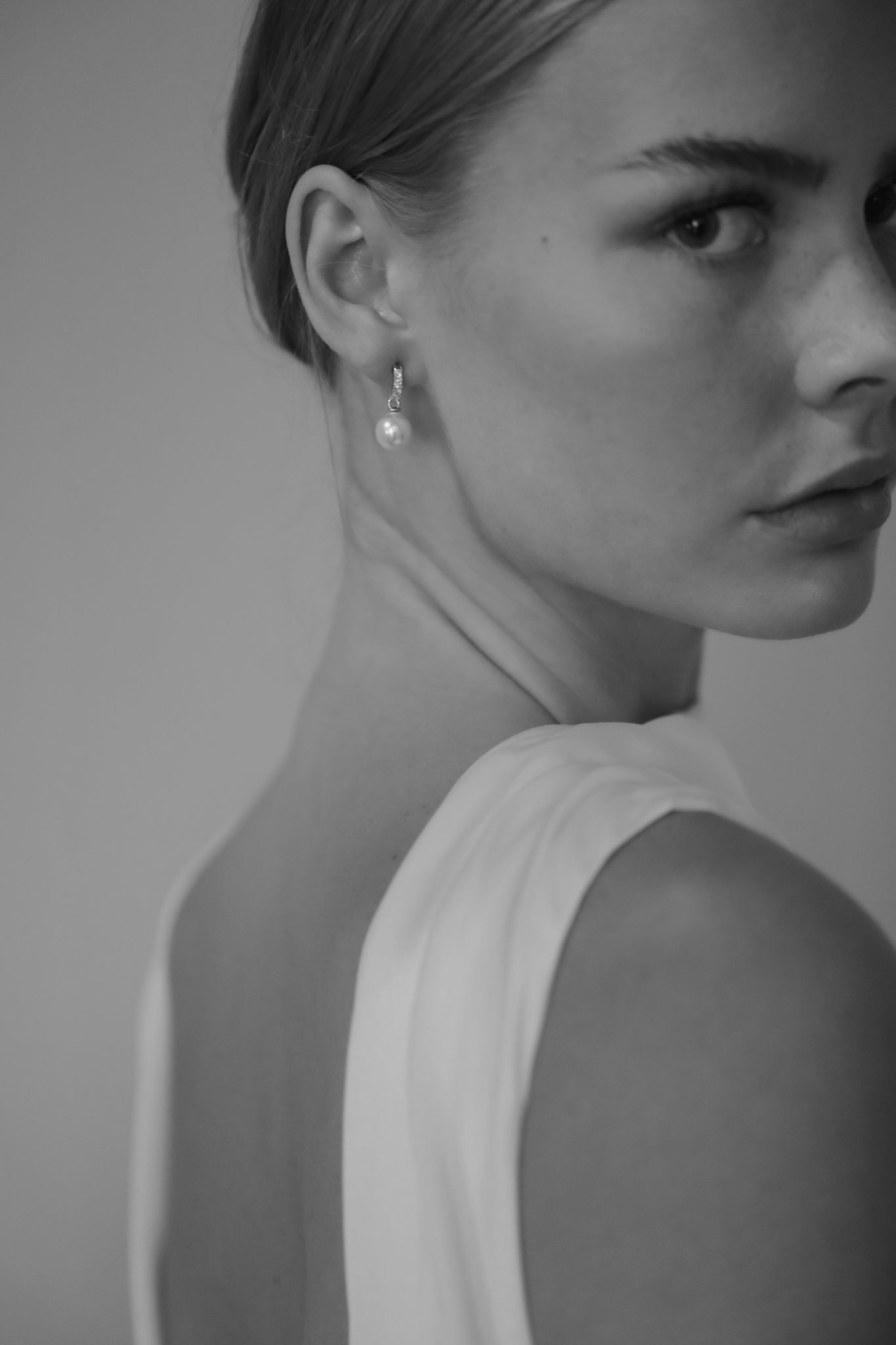 Pearl Pave Huggie Drop Earrings