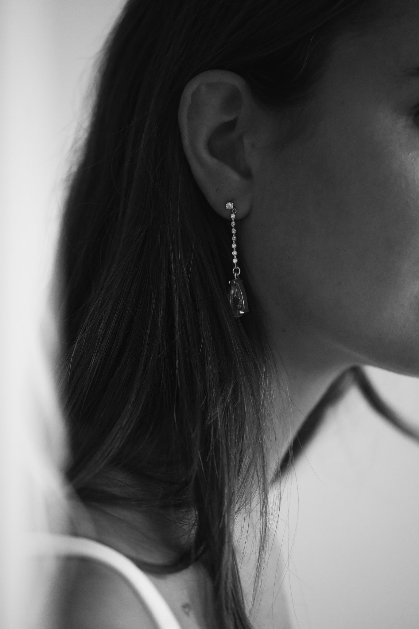 Pave Stem Crystal Drop Earrings - Sale