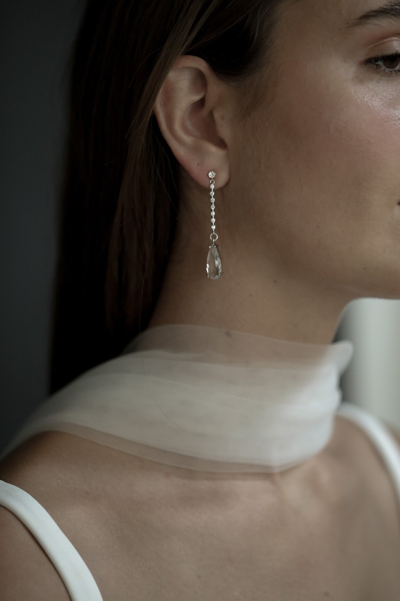 Pave Stem Crystal Drop Earrings - Sale