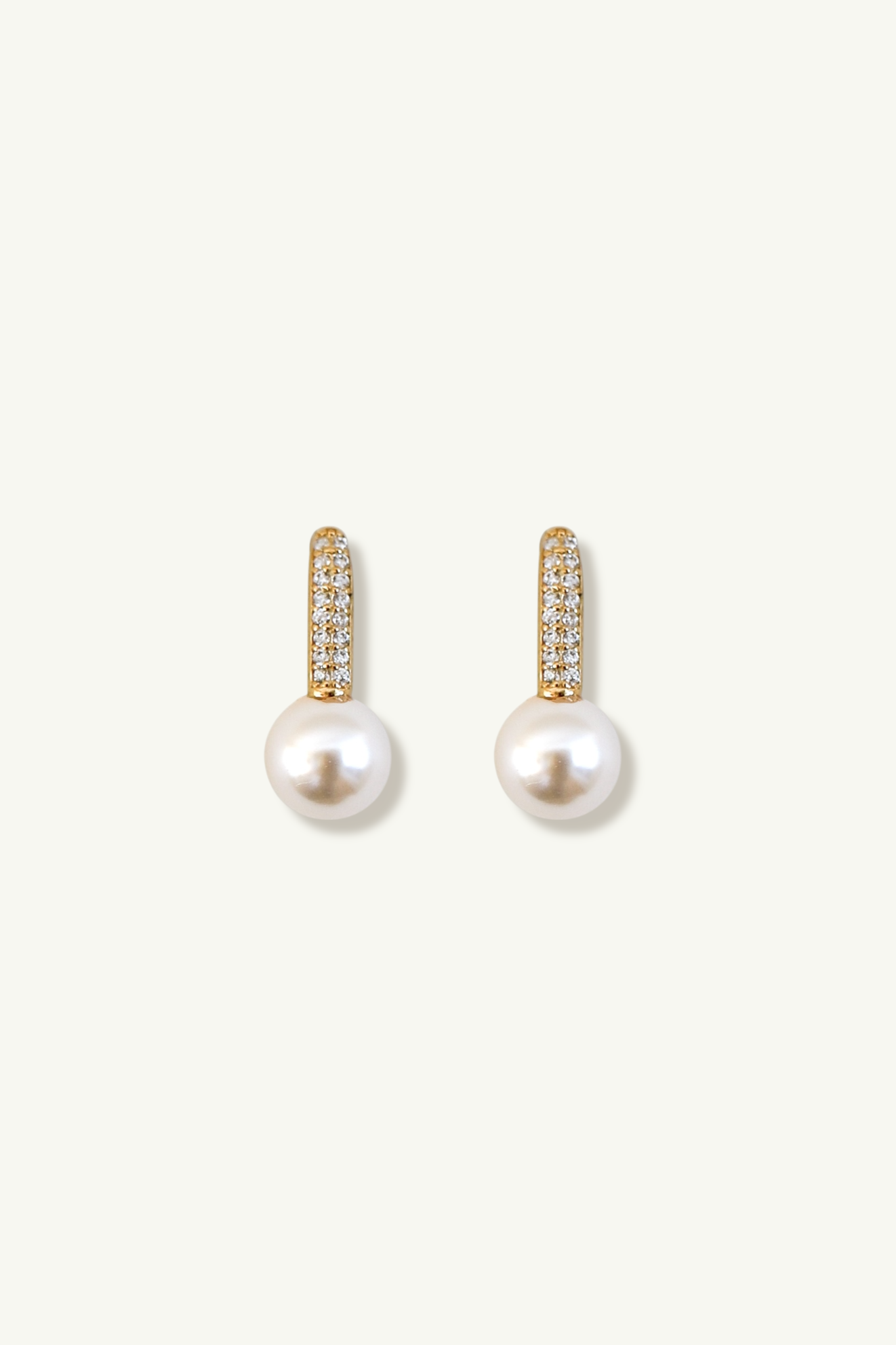 Pave Line Pearl Drop Earrings - Sale