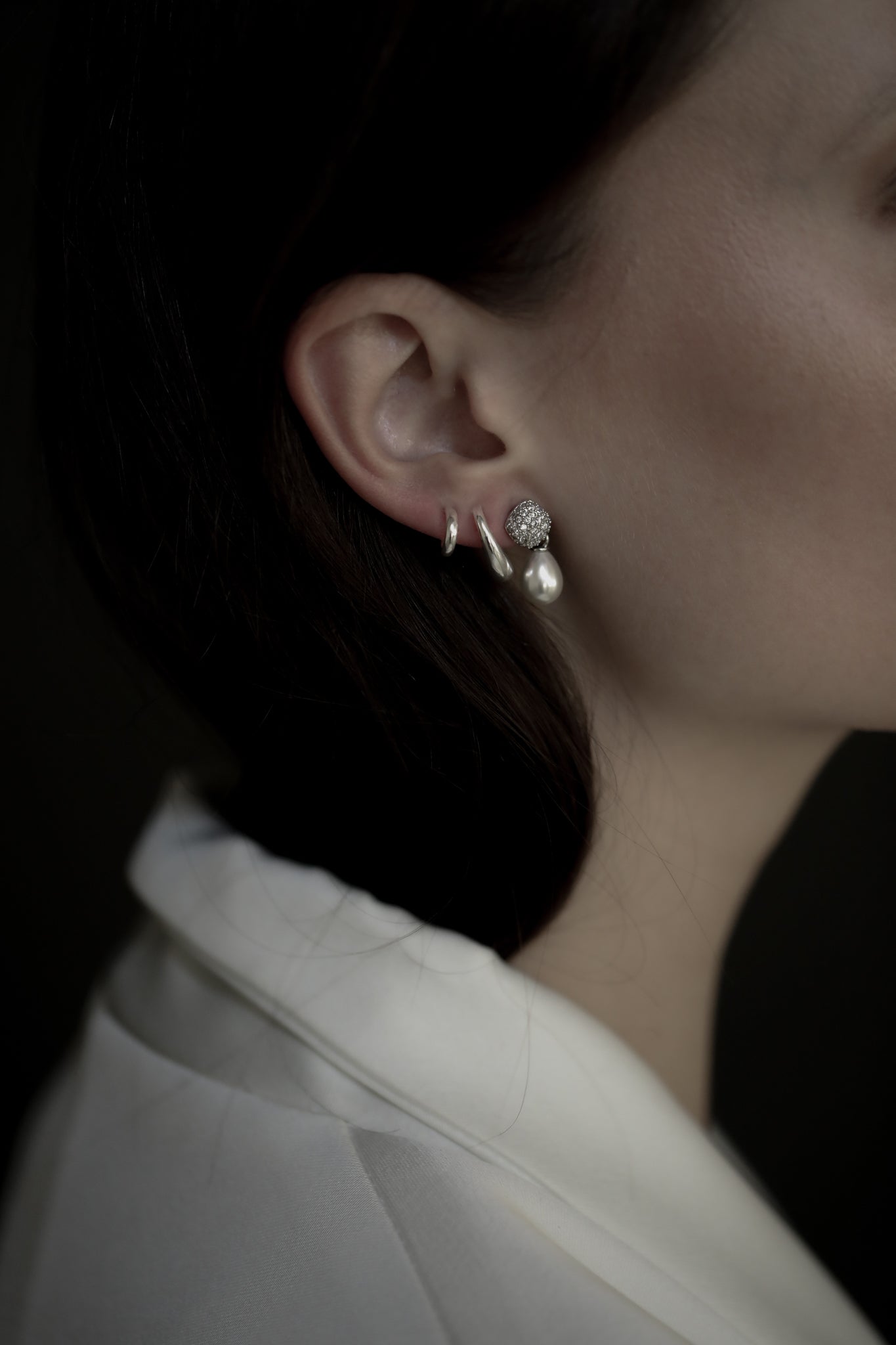 Pave Mini Pearl Drop - Sale