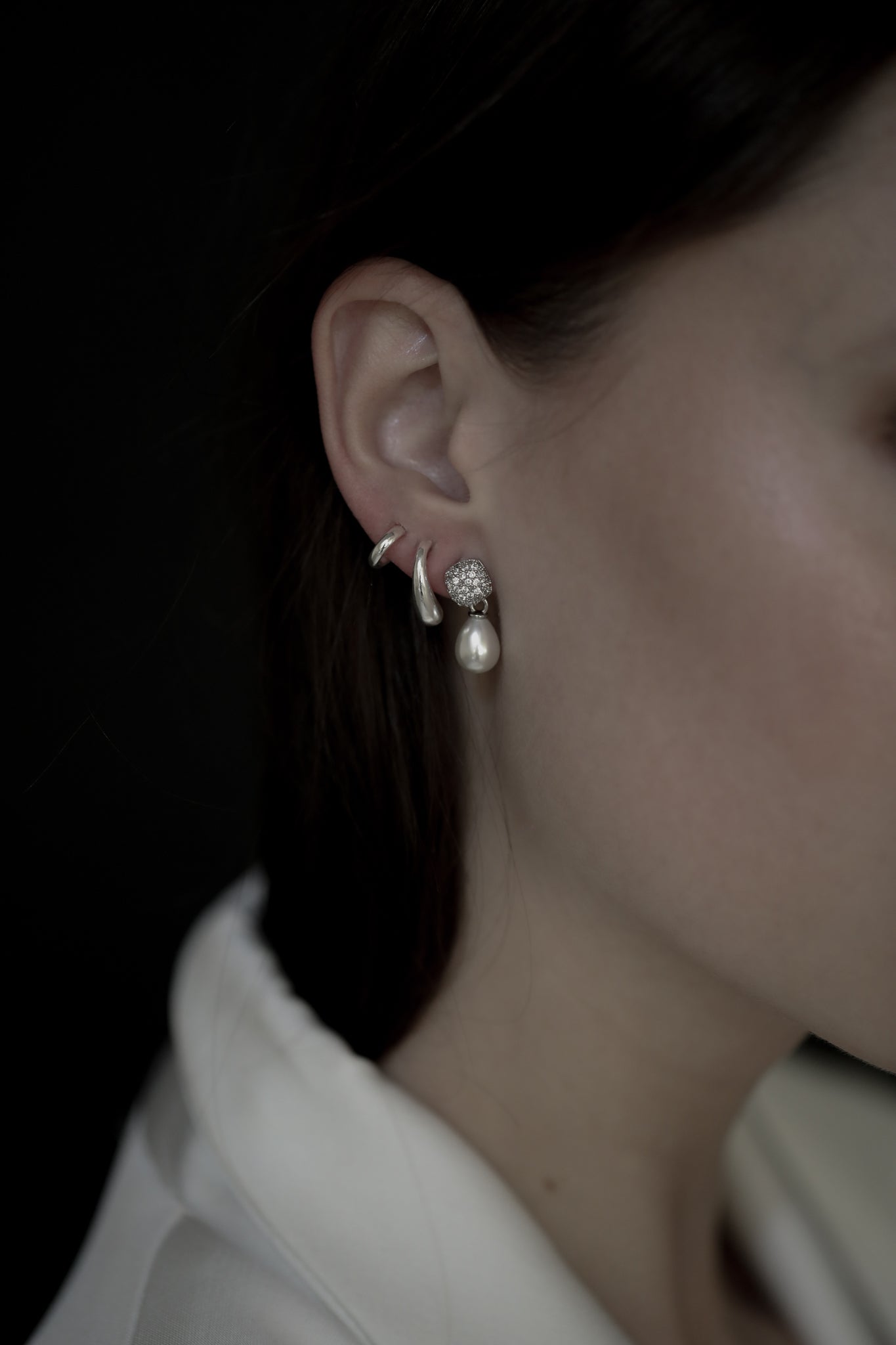 Pave Mini Pearl Drop - Sale