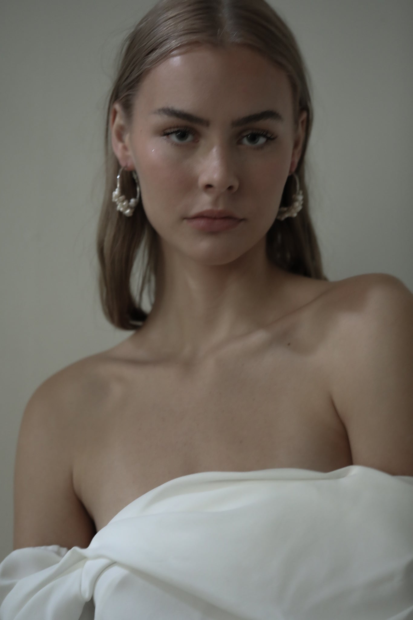 Silver Freshwater Pearl Cluster Hoops - Sale