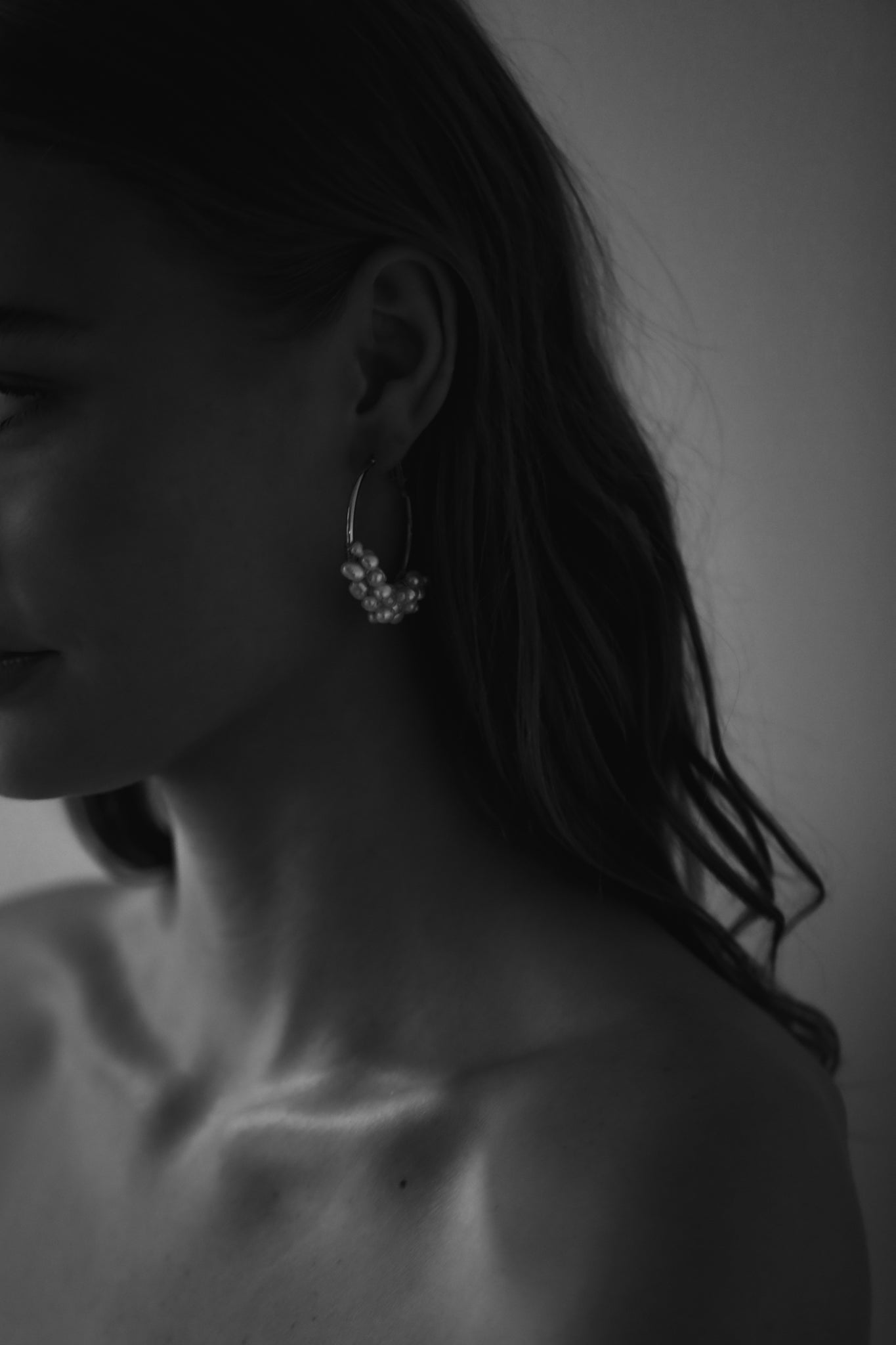 Silver Freshwater Pearl Cluster Hoops - Sale