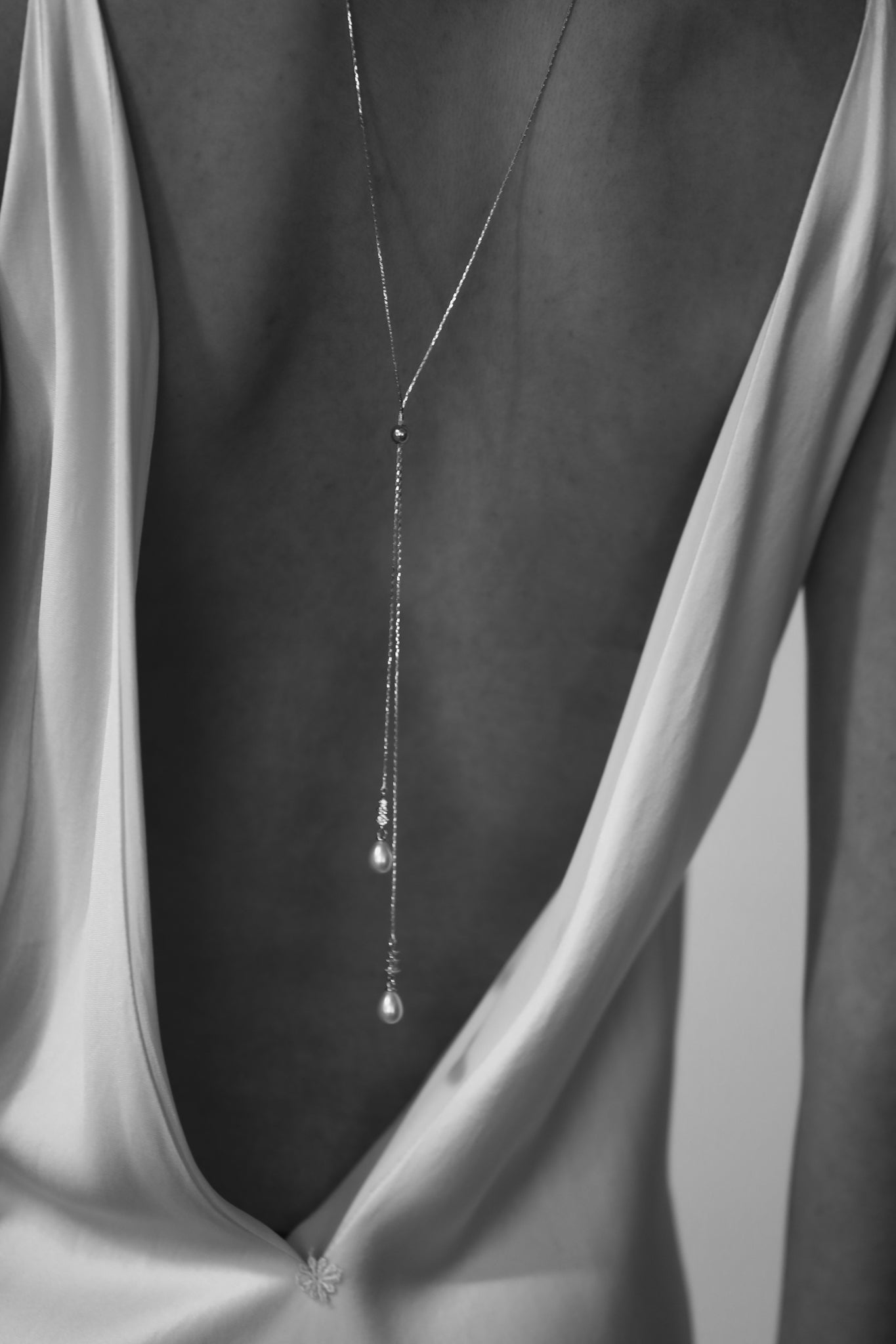 Pearl Crystal Lariat Necklace - Sale