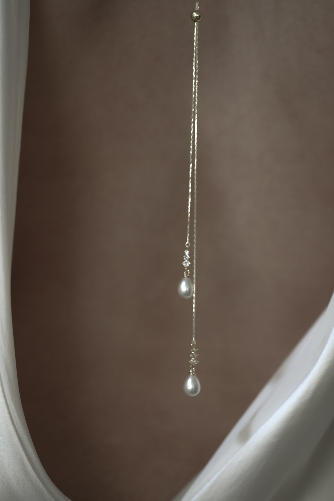 Pearl Crystal Lariat Necklace - Sale