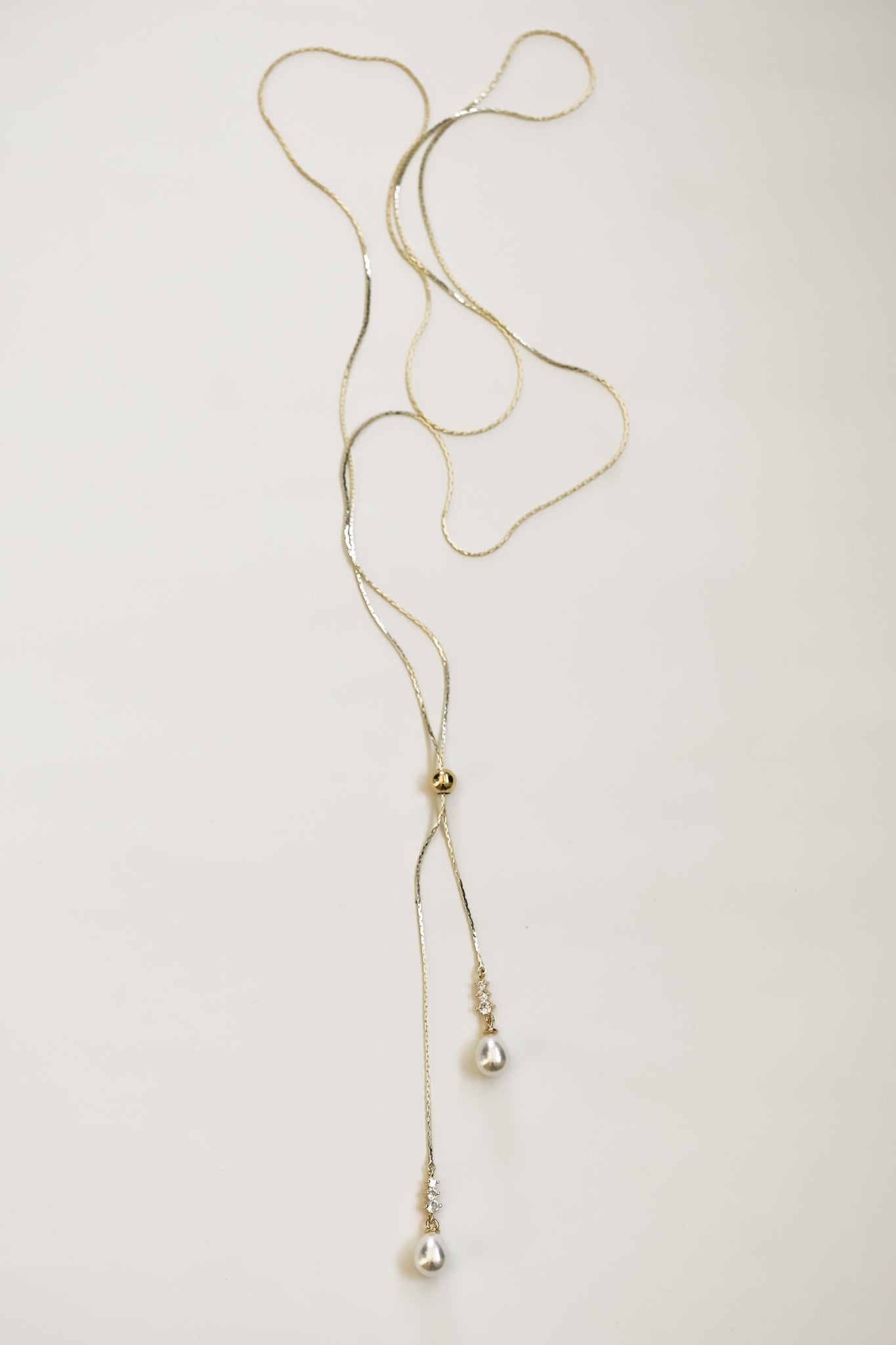 Pearl Crystal Lariat Necklace - Sale