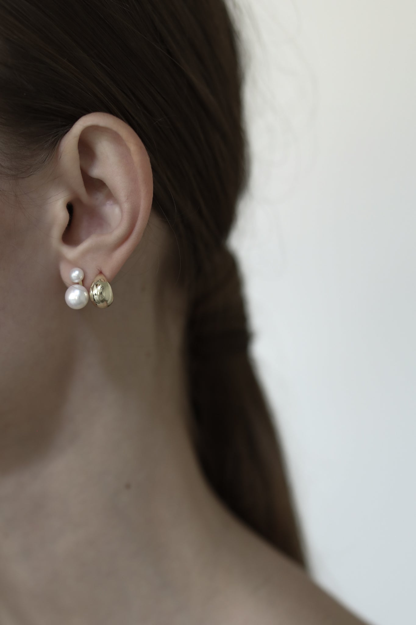 Pearl Stud + Micro Orb Earring Stacker Set
