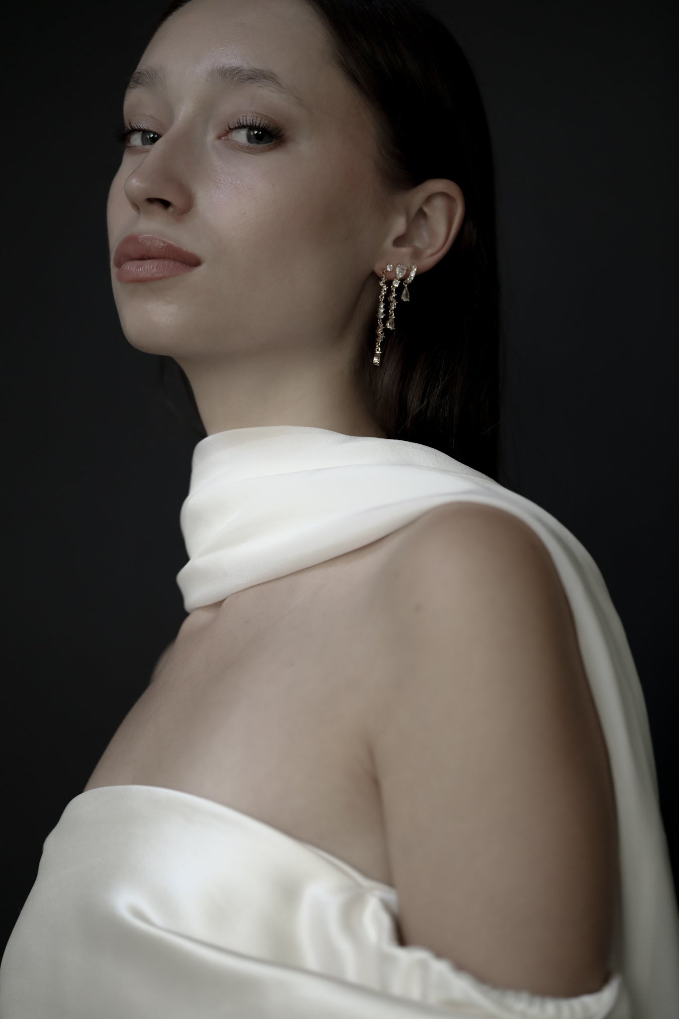 Rhinestone Cluster Line Earrings - Sale