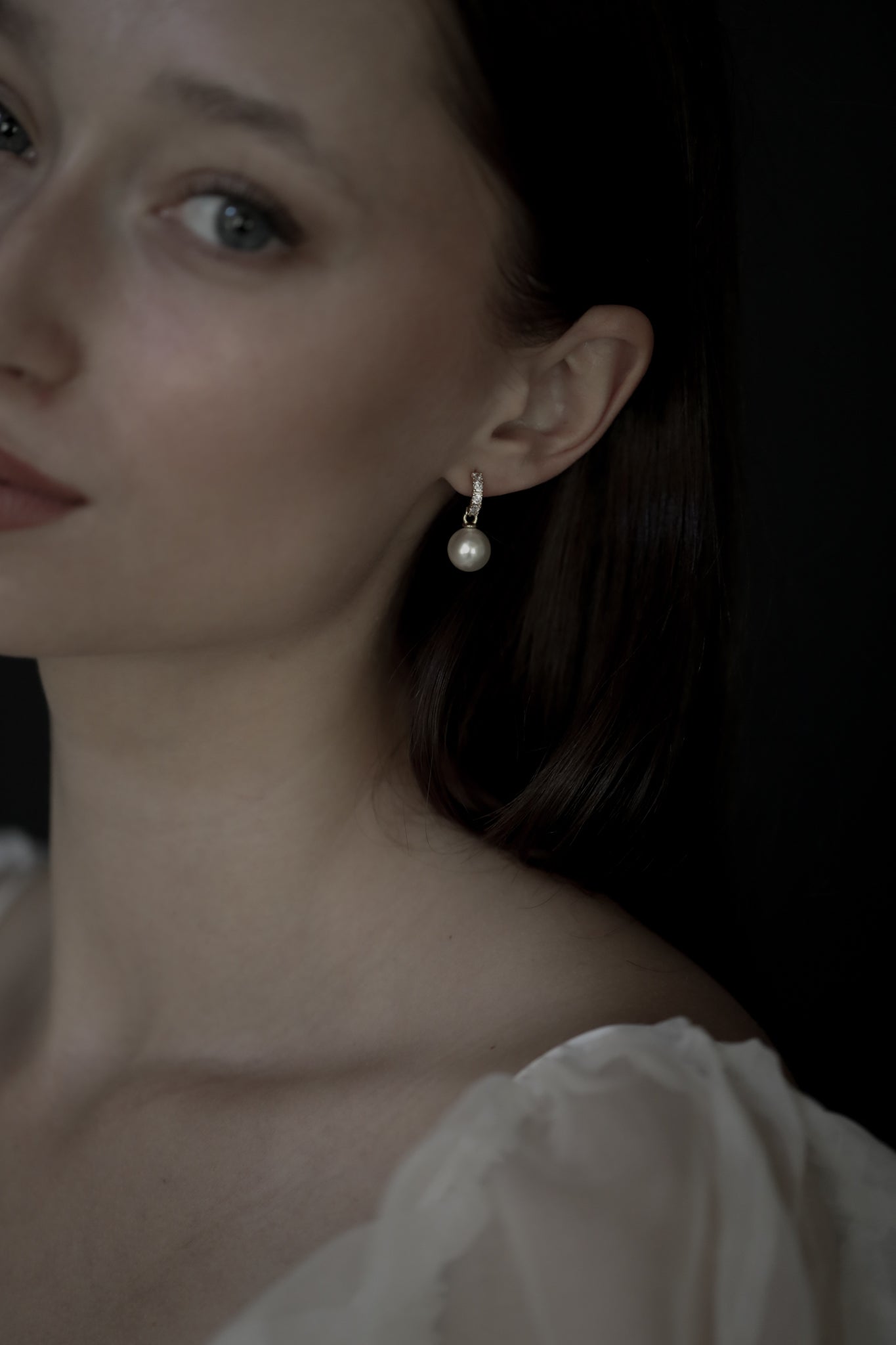 Pearl Pave Huggie Drop Earrings - Sale