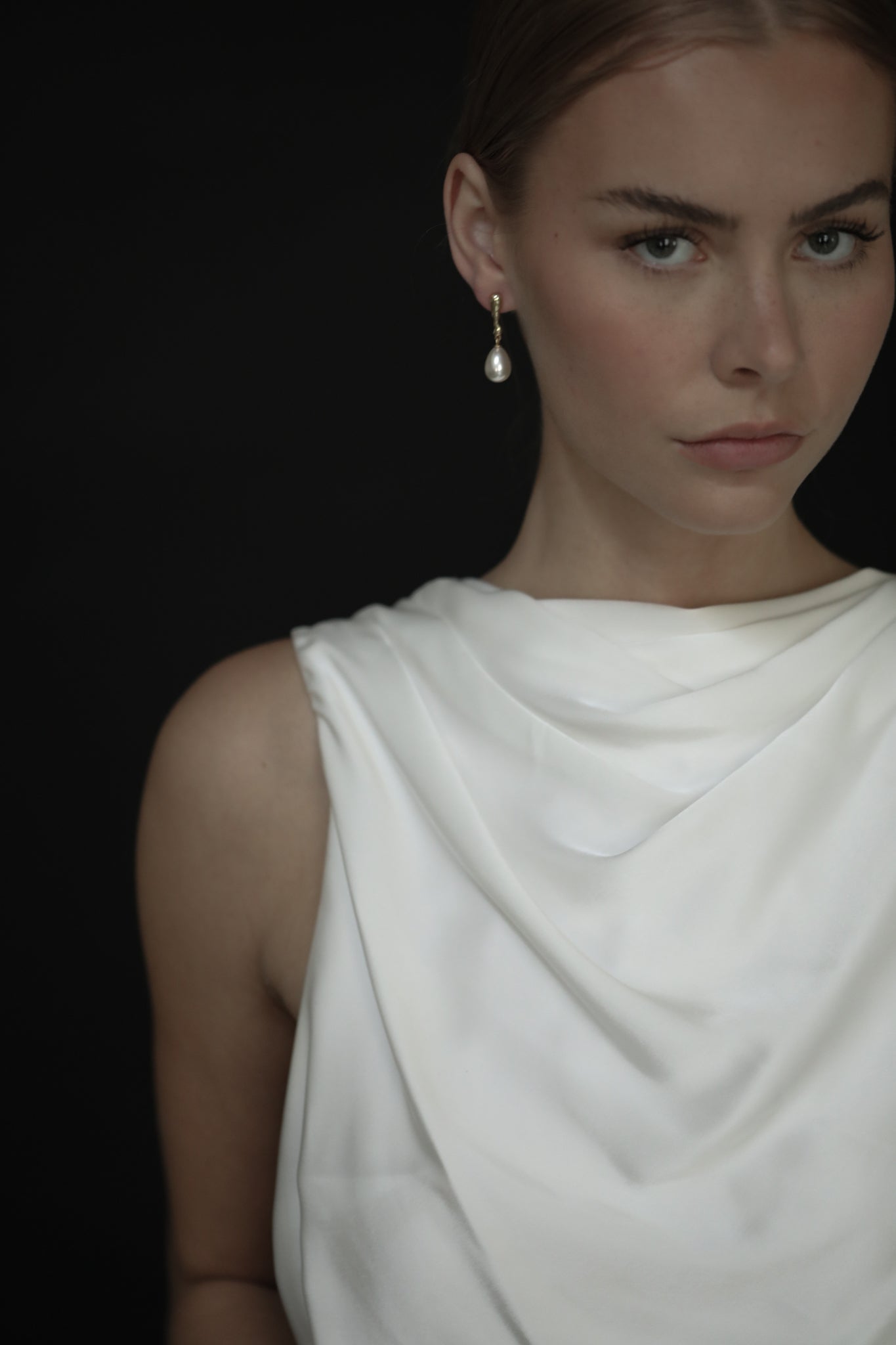 Sculptural Line Pearl Drop - Sale
