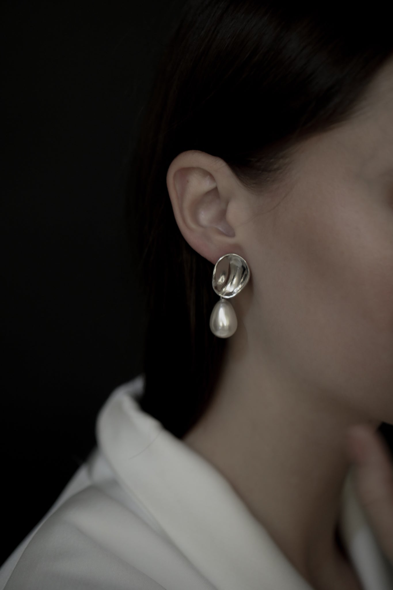 Sculptural Pearl Drop Earrings - Sale