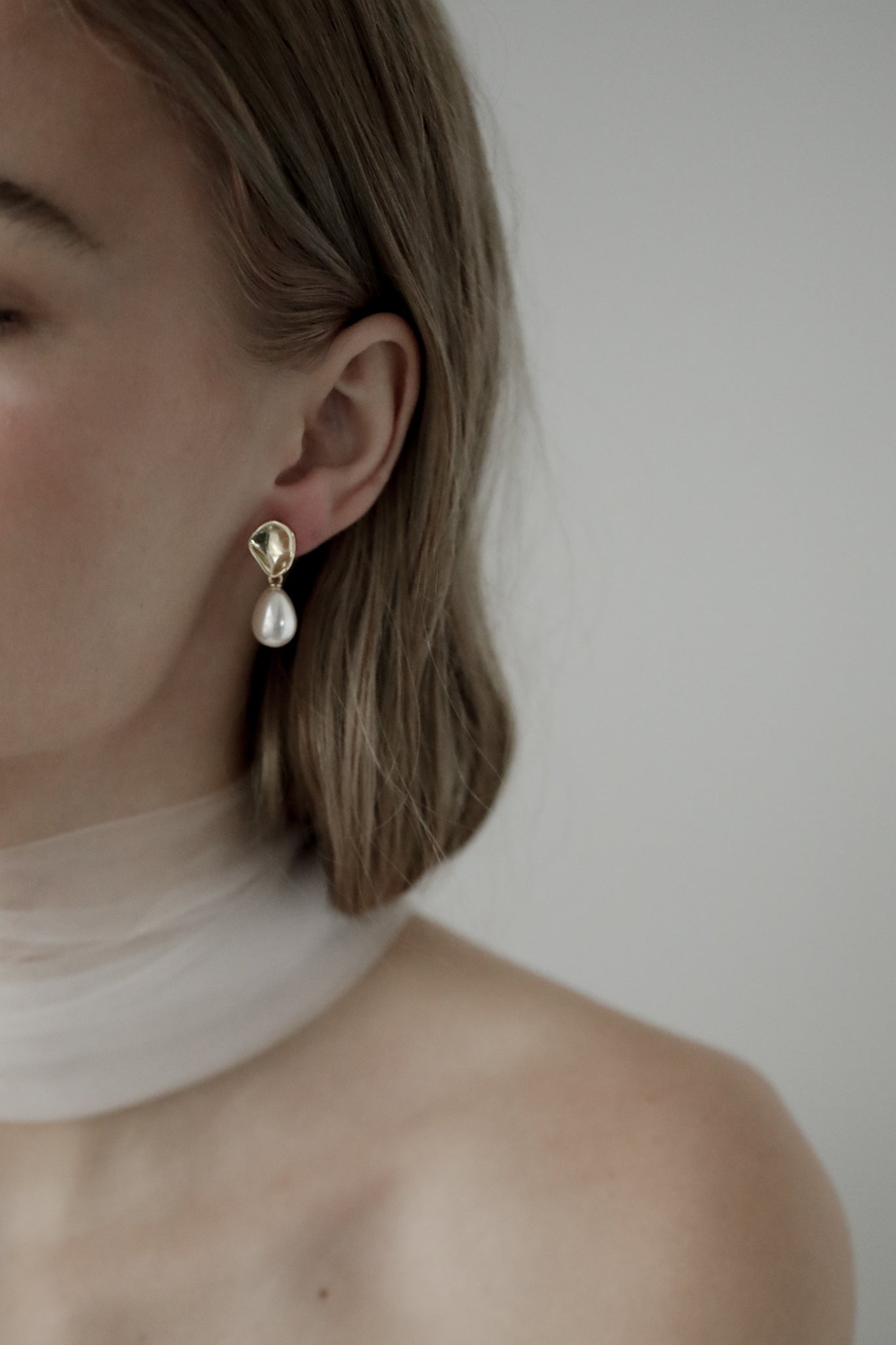 Sculptural Mini Pearl Drop Earrings - Sale
