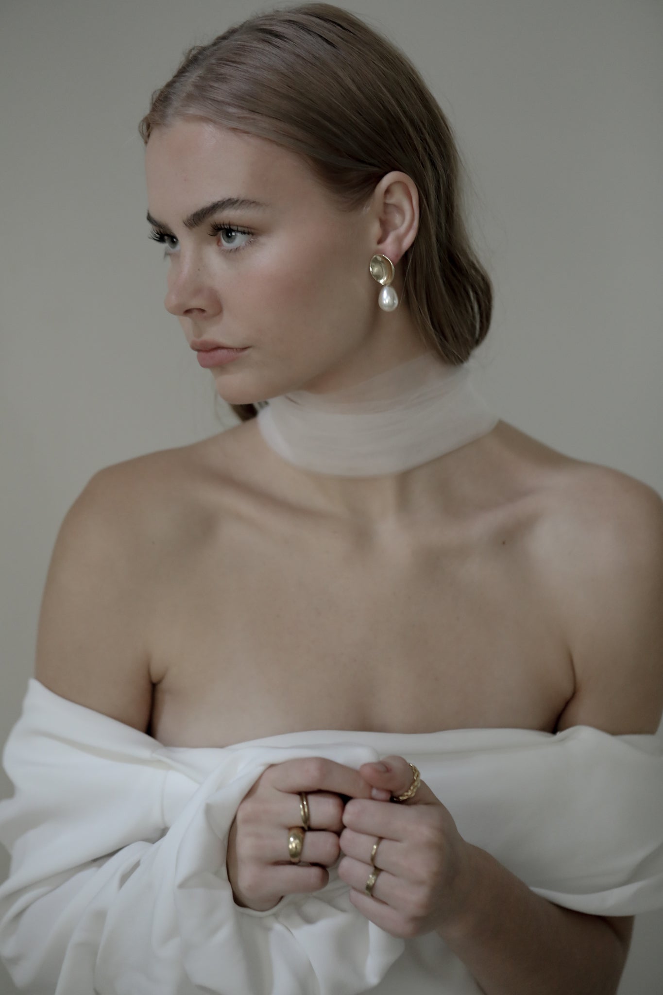 Sculptural Pearl Drop Earrings - Sale