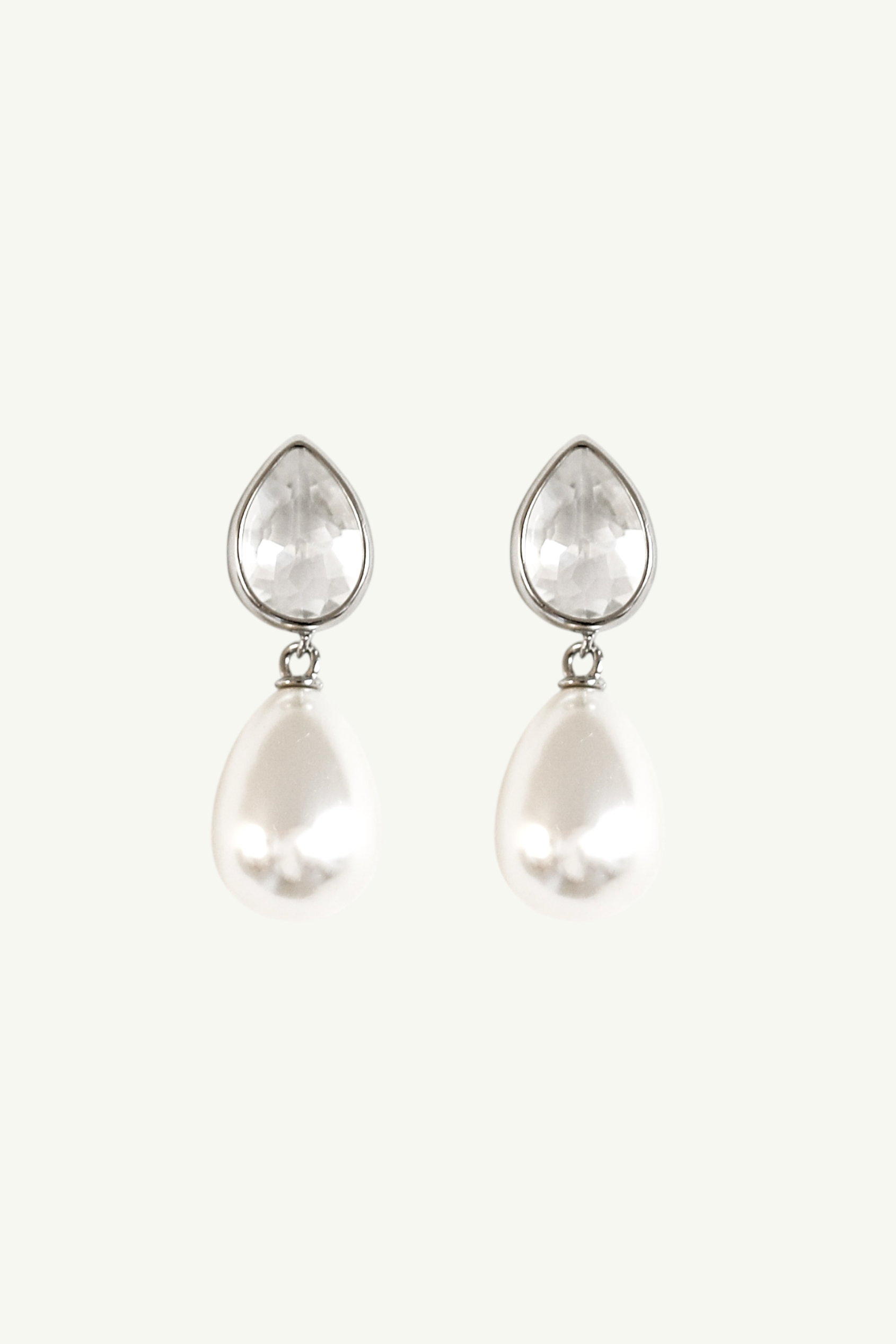 Teardrop Crystal Pearl Drop Earrings - Sale