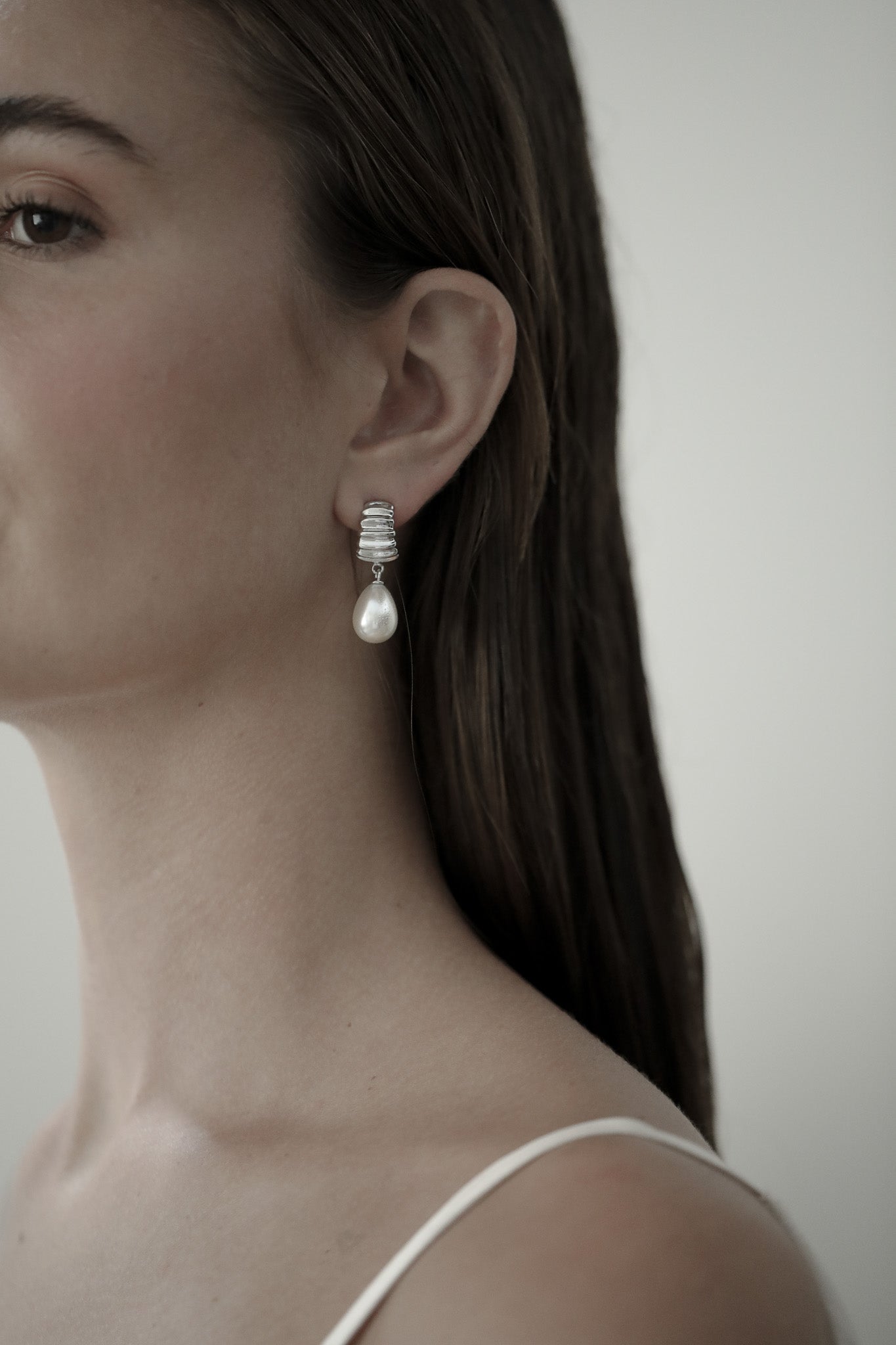 Ribbed Pearl Drop Earrings - Sale