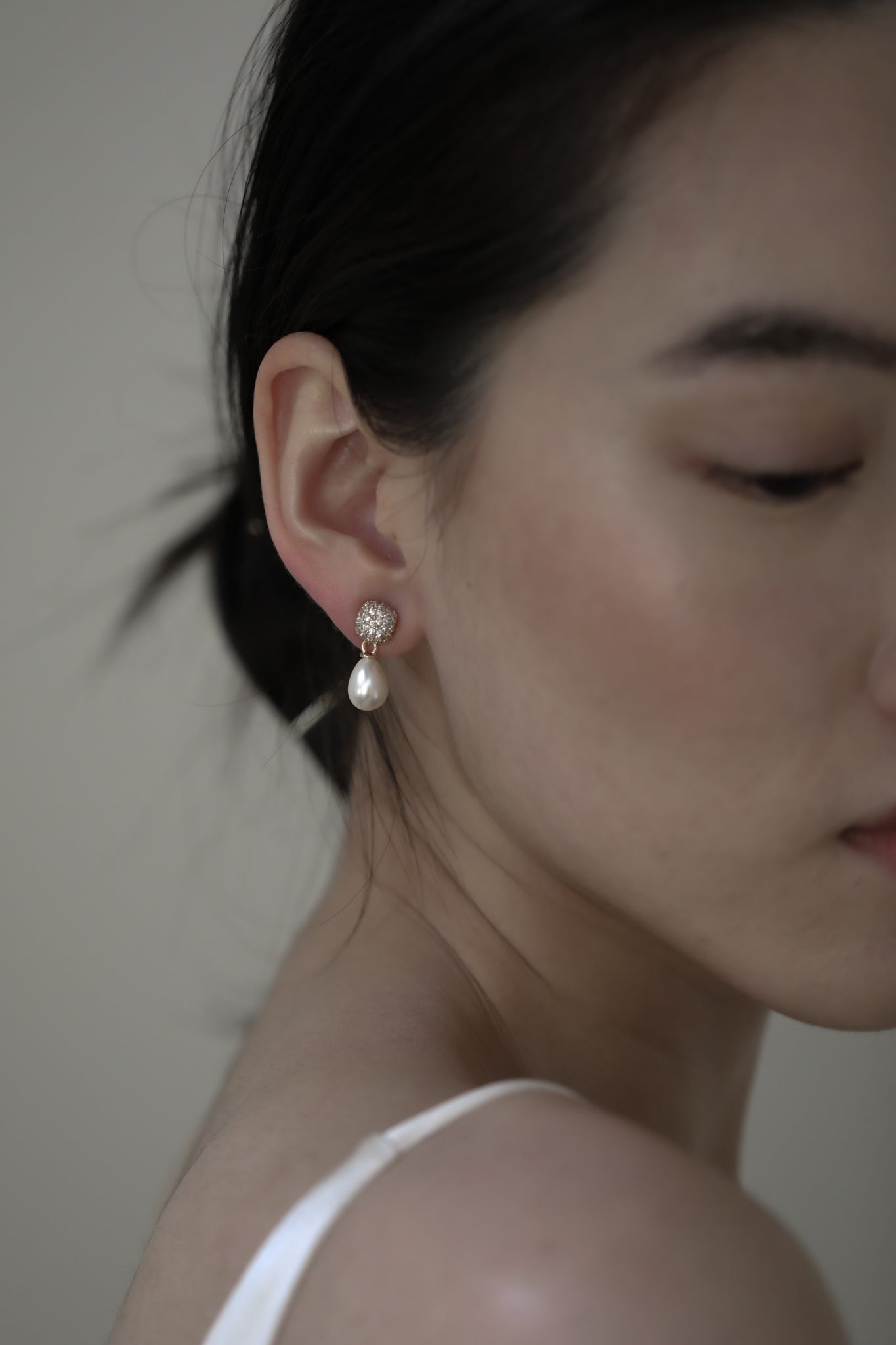 Pave Mini Pearl Drop - Sale