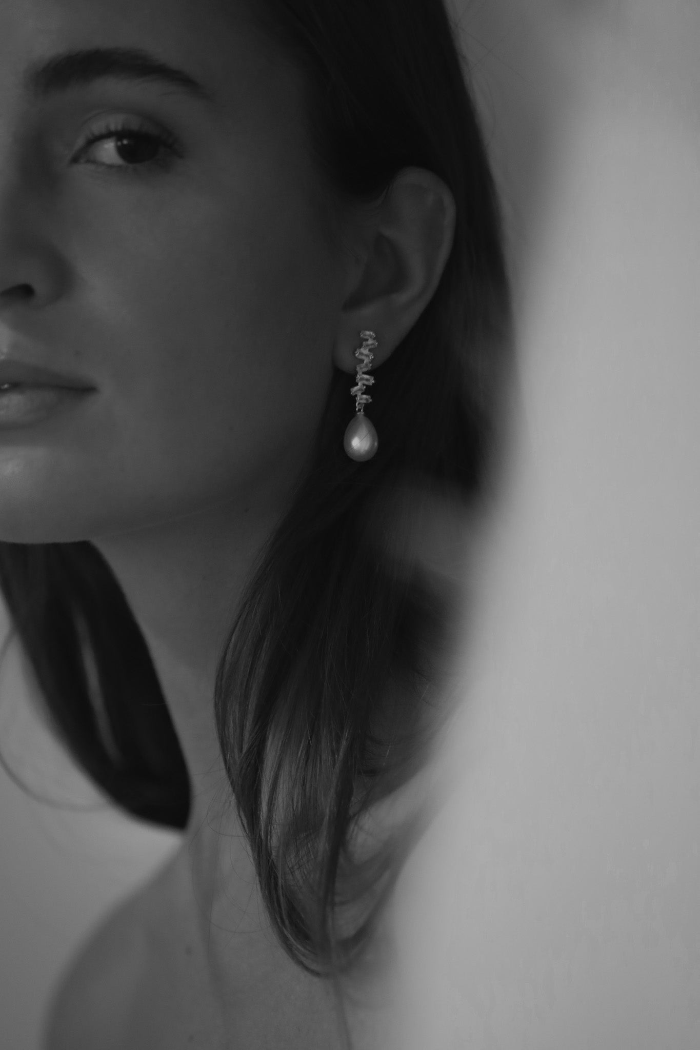 Stacked Baguette Pearl Dewdrop Earrings - Sale