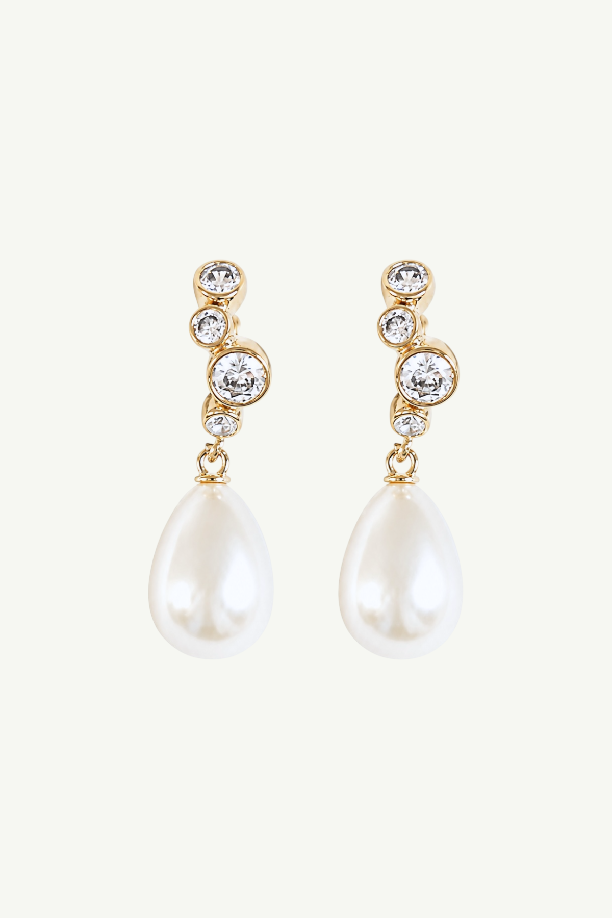 Stacked Bezel Pearl Hoop Drop Earrings - Sale