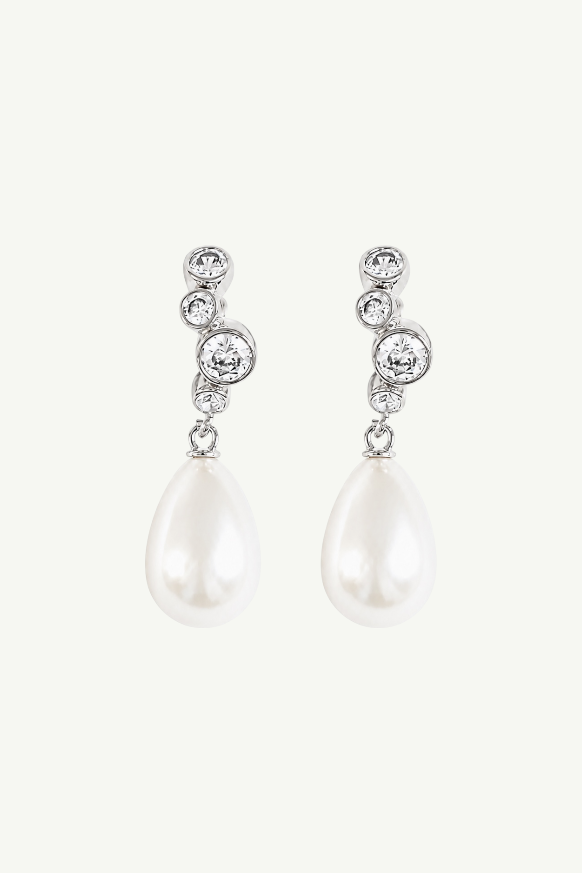Stacked Bezel Pearl Hoop Drop Earrings - Sale