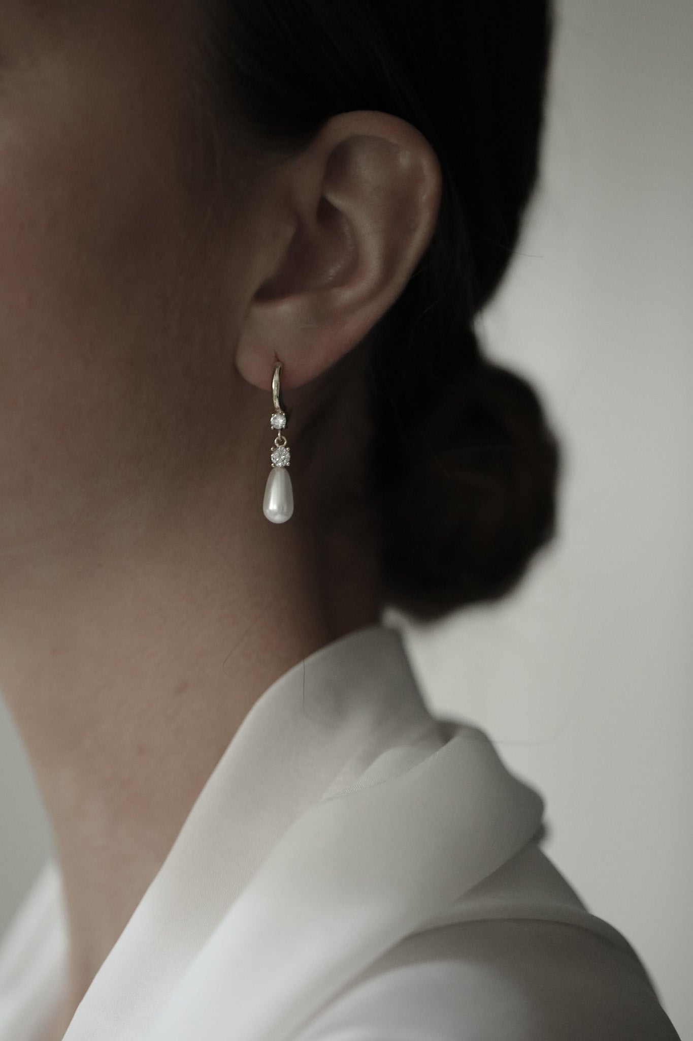 Gold Hoop Crystal Pearl Drop Earrings - Sale