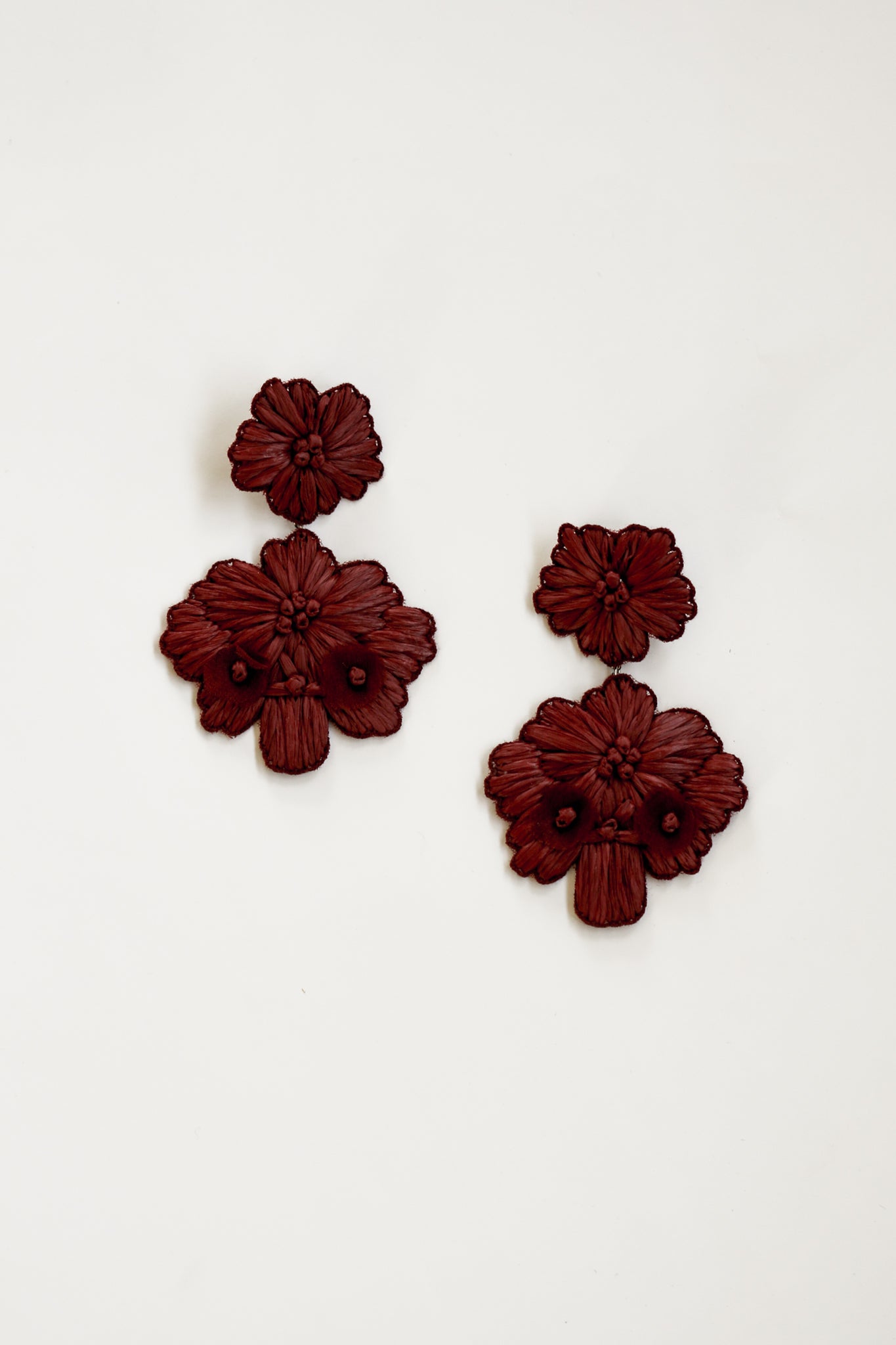Stevie Floral Statement Earrings - Burgundy