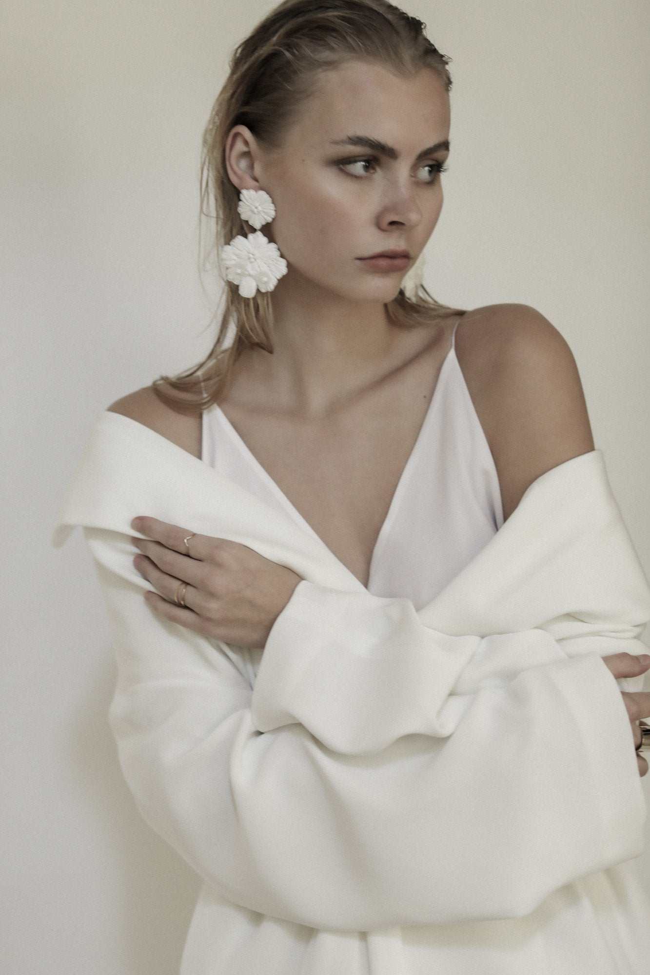Stevie Floral Statement Earrings - Ivory