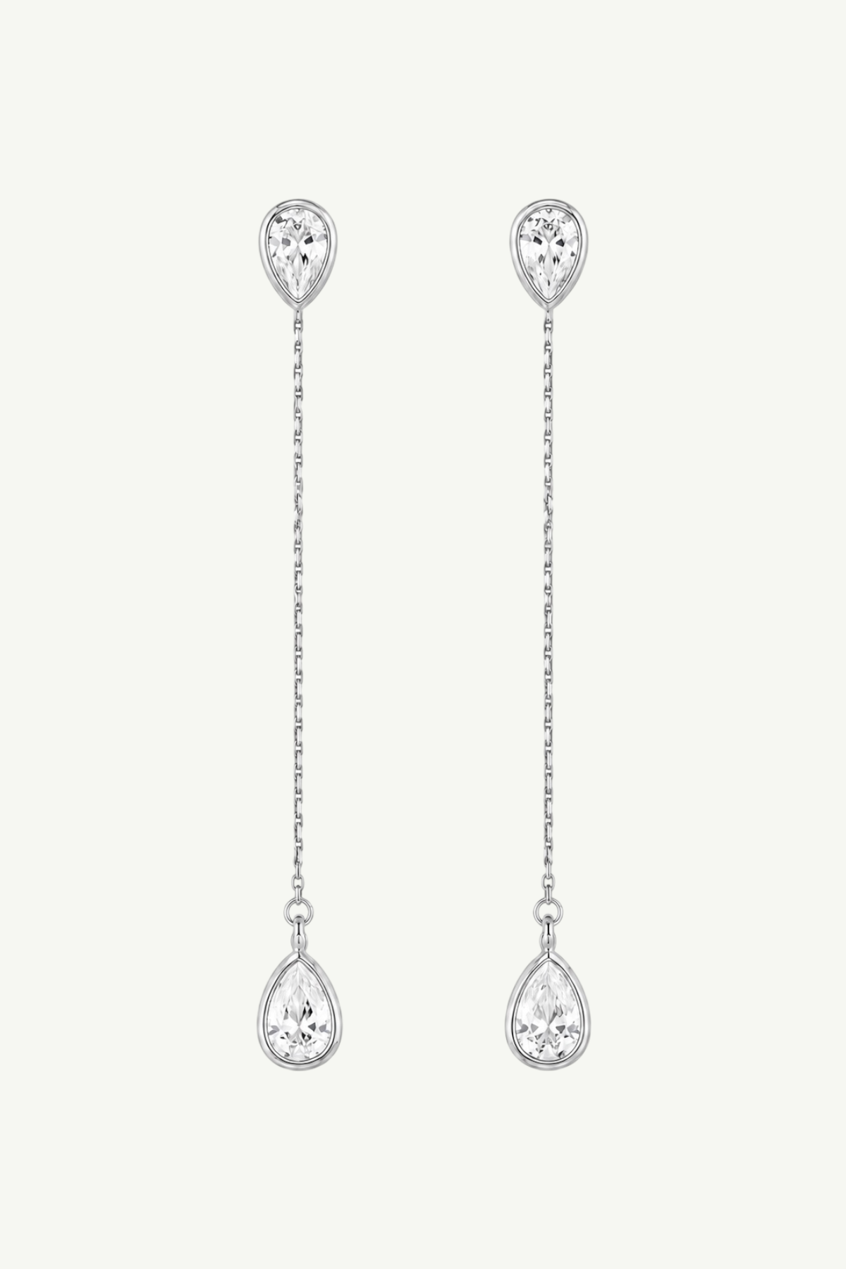 Bezel 2:1 Teardrop Strand Earrings - Sale