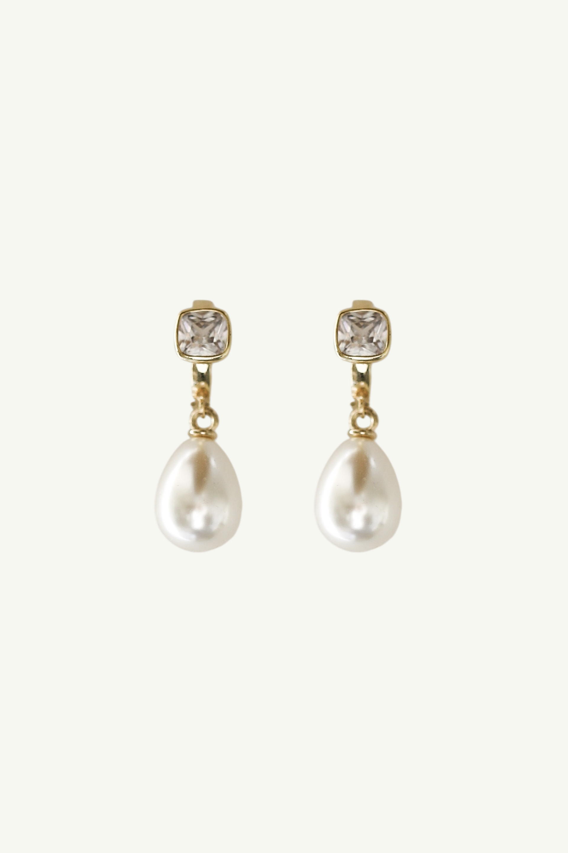 Bezel Pearl Hoop Drop Earrings | Bridal Jewelry | A.B. ELLIE