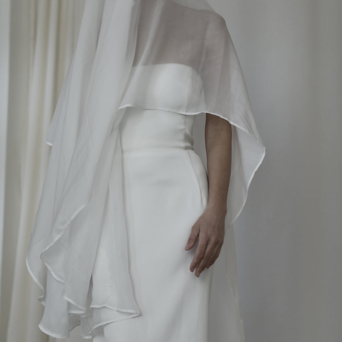 Silk Chiffon Drop Wedding Veil | Bridal Veil | A.B. ELLIE