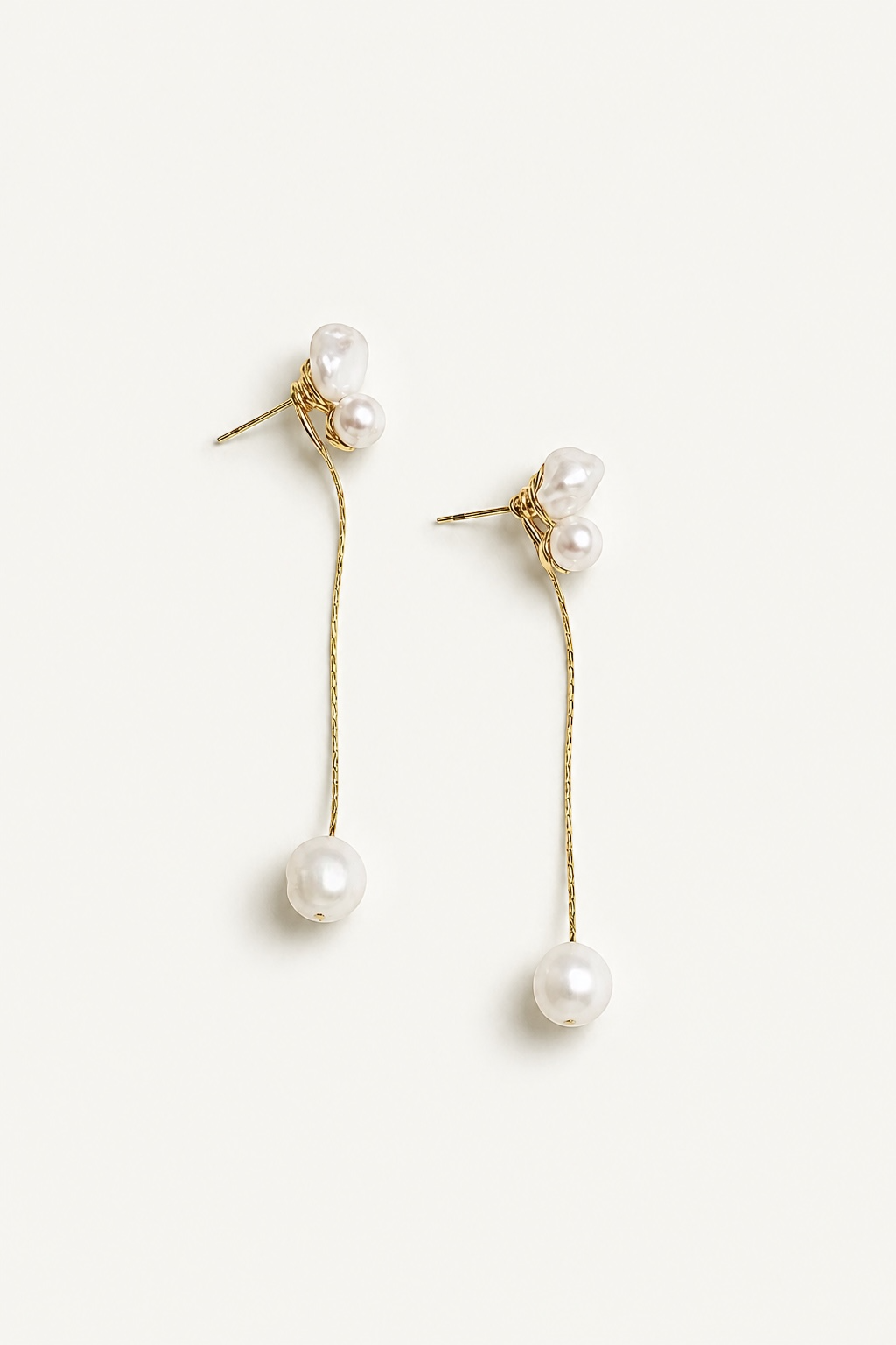 2:1 Micro Pearl Chain Strand Earrings