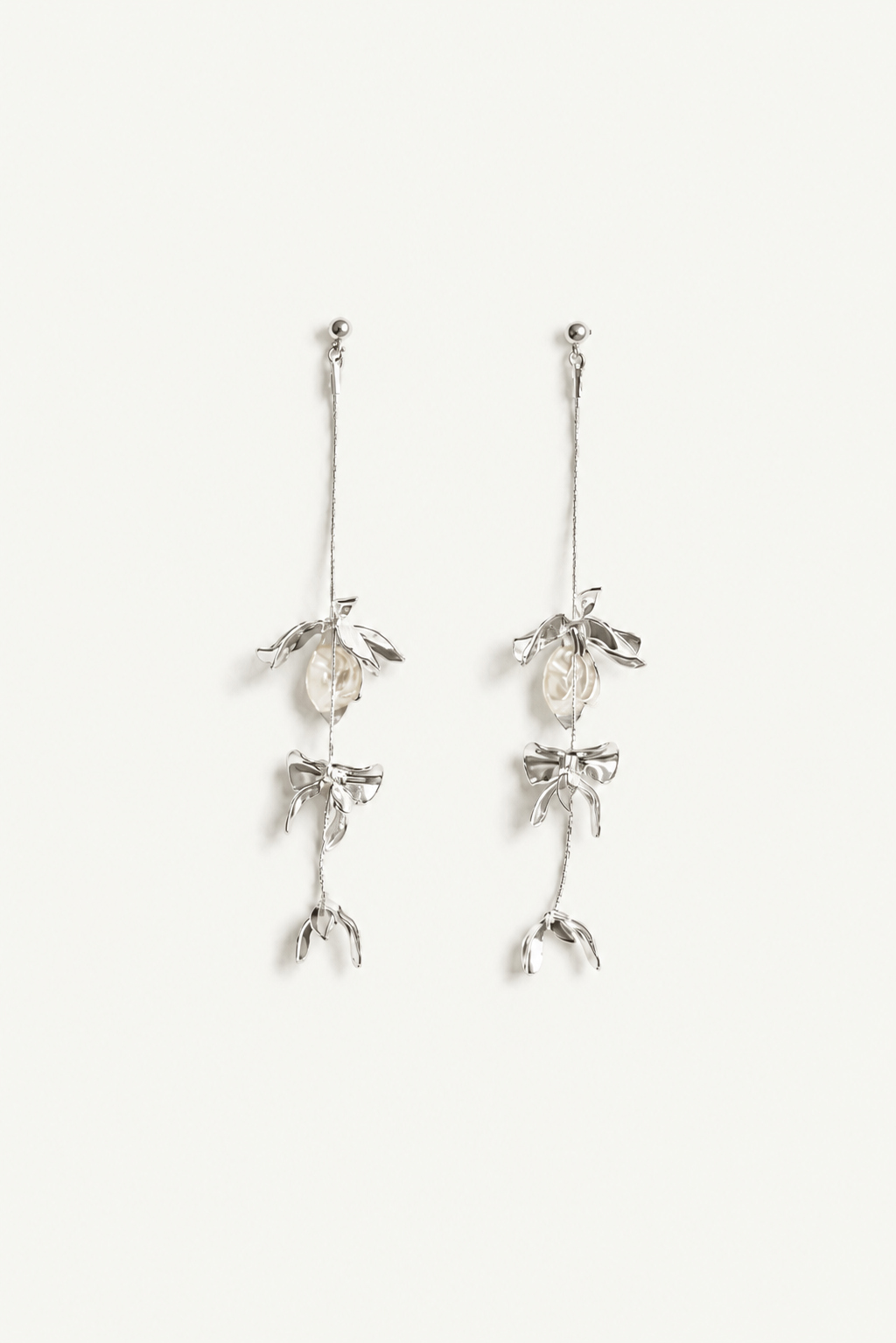 Magnolia Strand Earrings – Full Silver