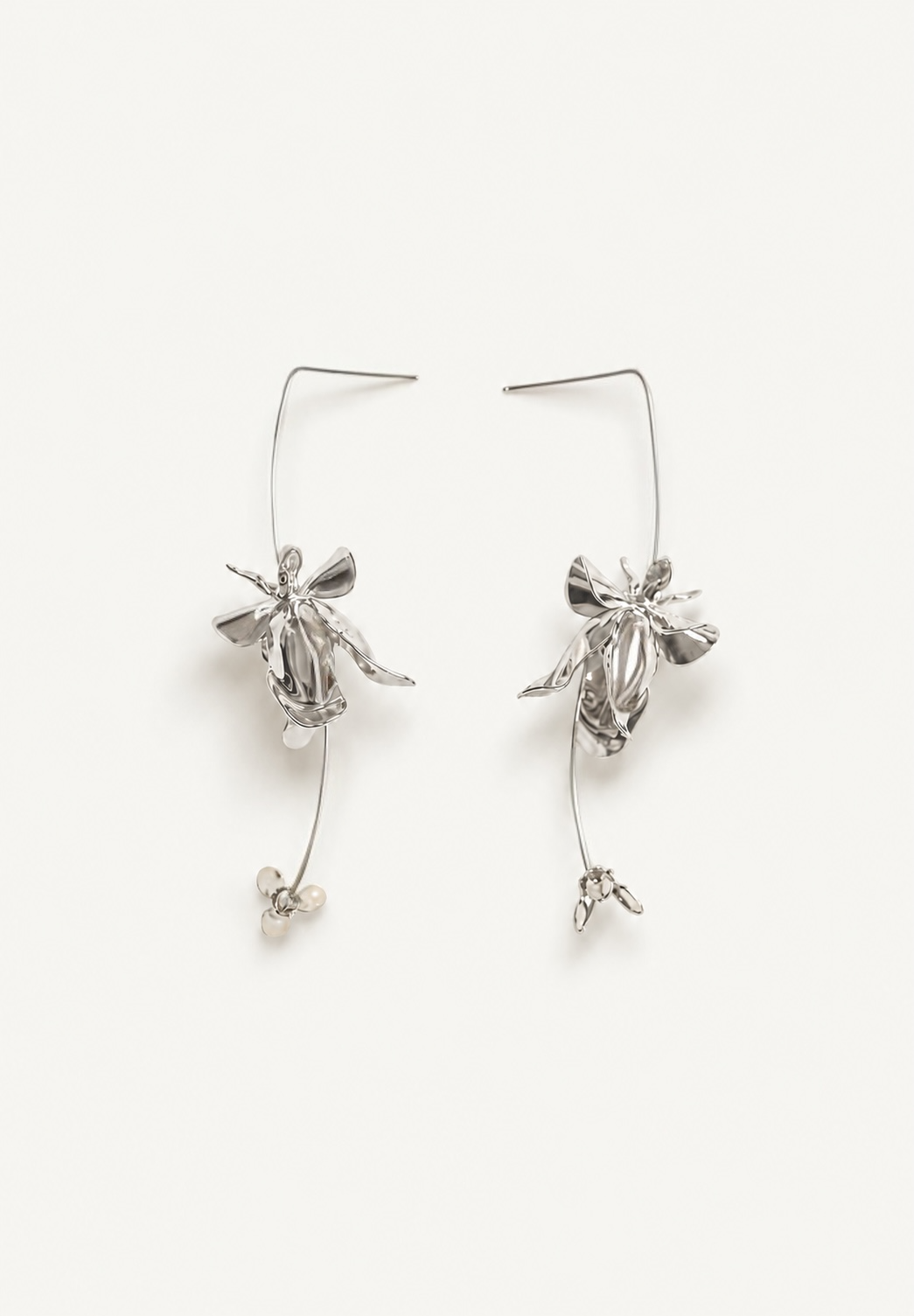 Mini Magnolia Stem Drops - Silver