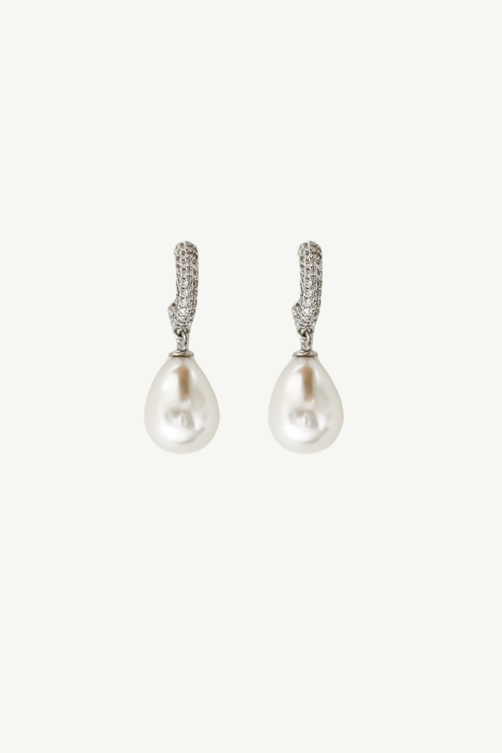 Pave Hoop Pearl Drop Earrings