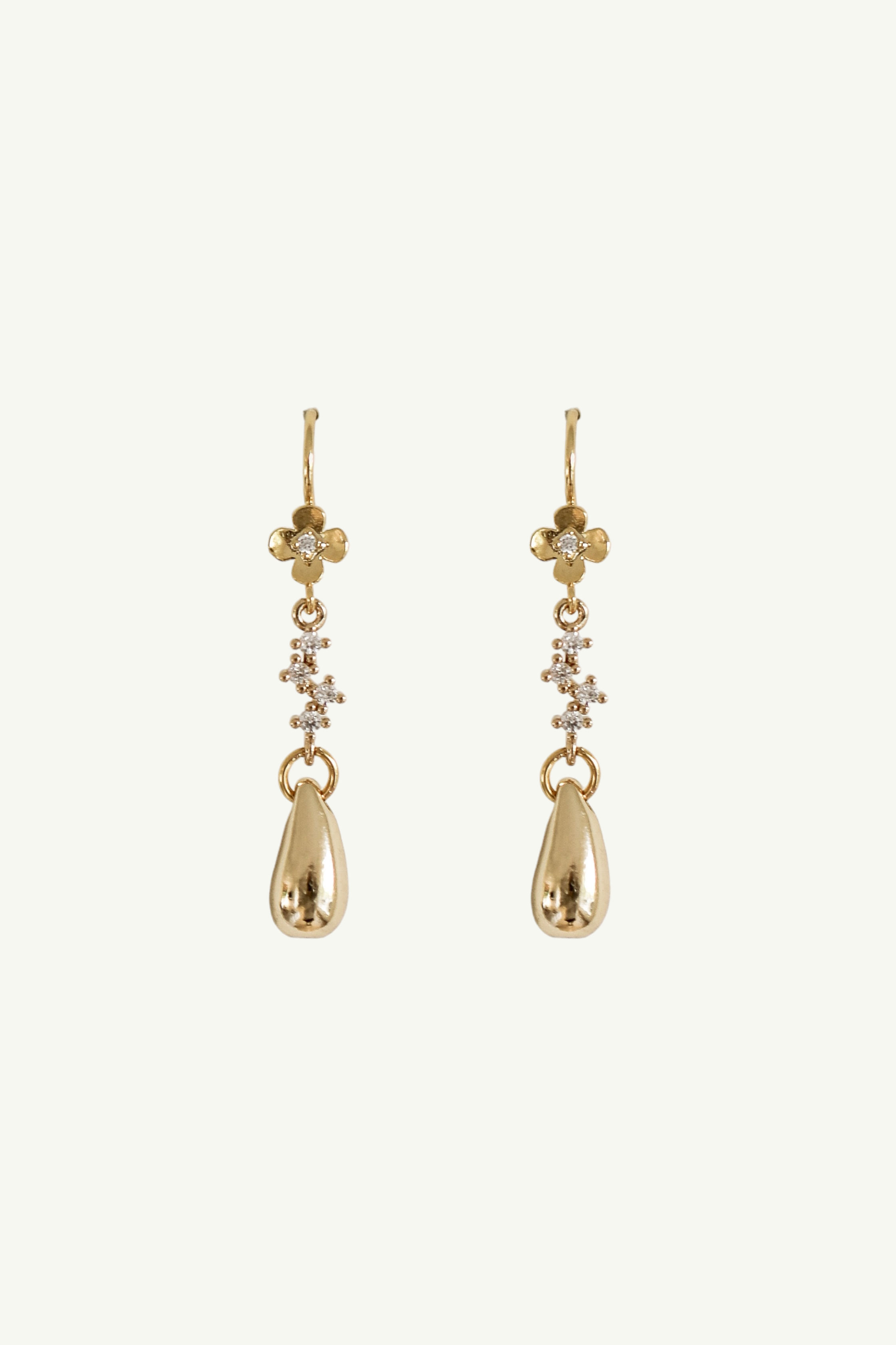 Floral Gilded Pave Drop Earrings - Sale