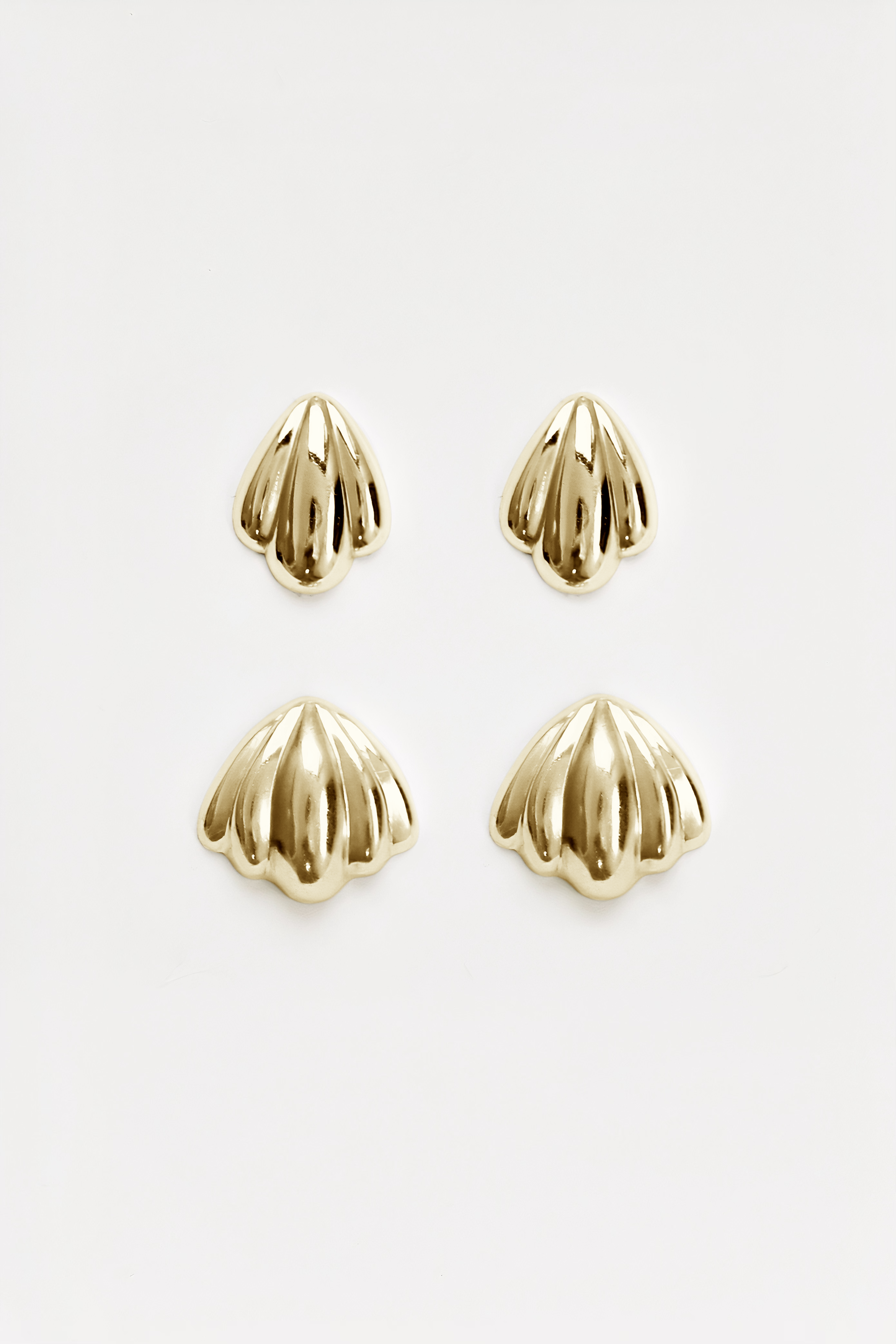 Shell Sculptural Sterling Stud Earring Set