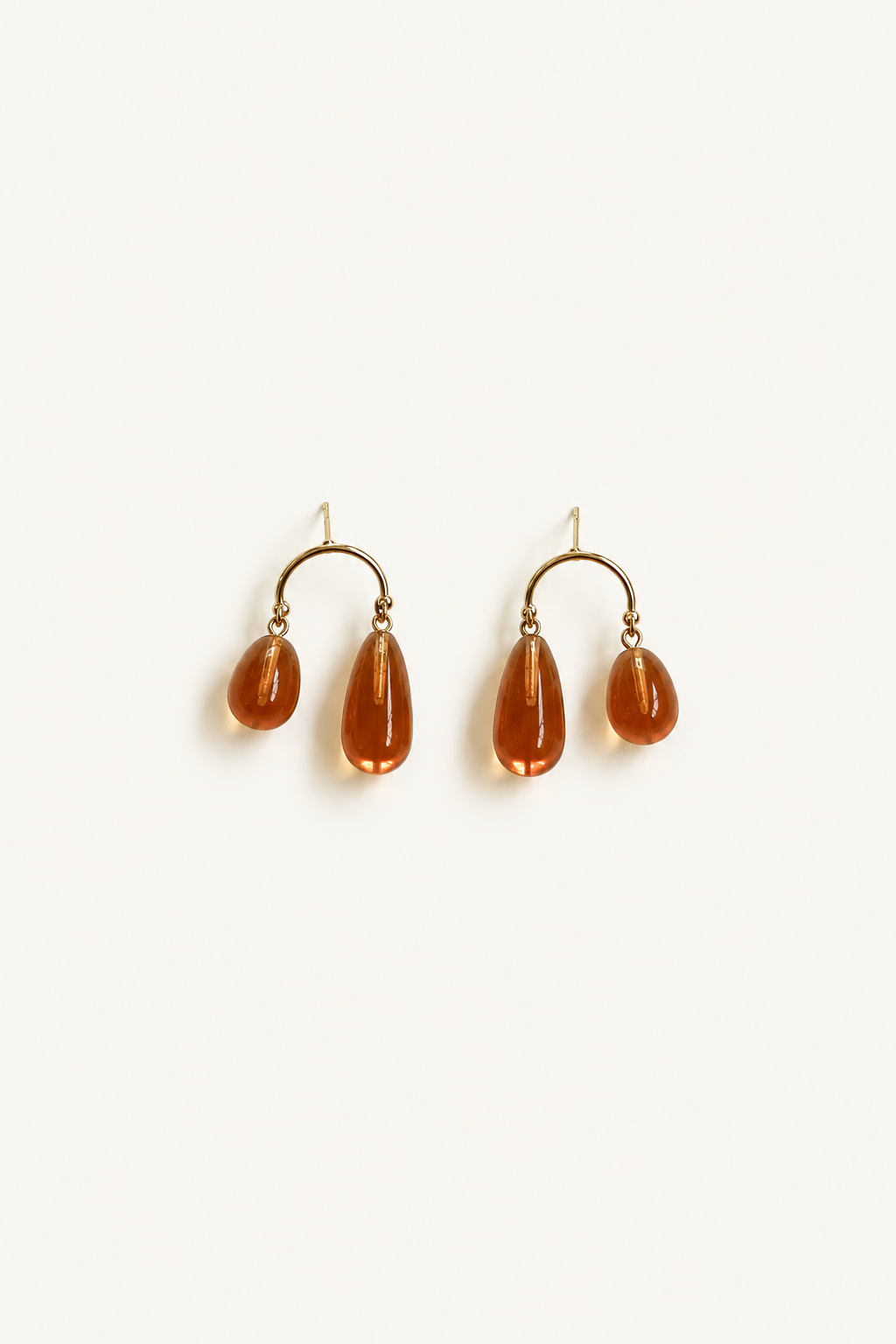 Glass Asymmetric Drop Earrings - Amber