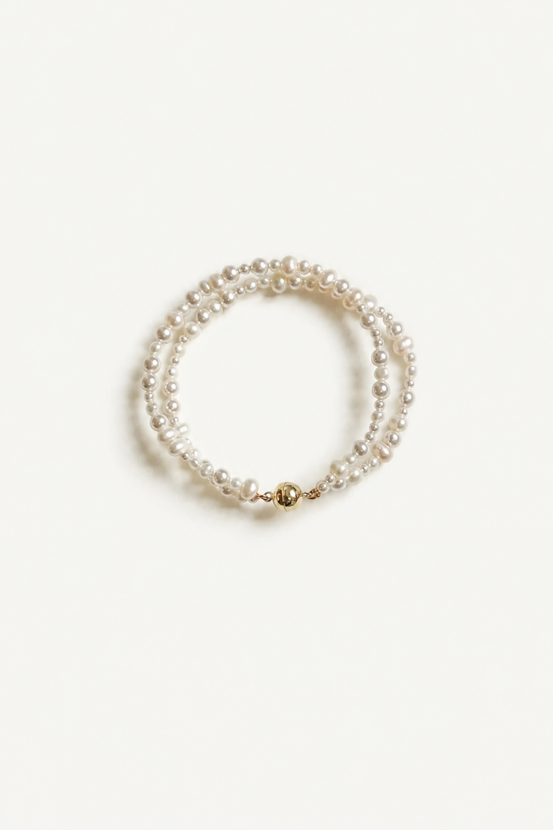 Double Strand Freshwater Pearl Bracelet | Pearl & 14k Gold-Plated