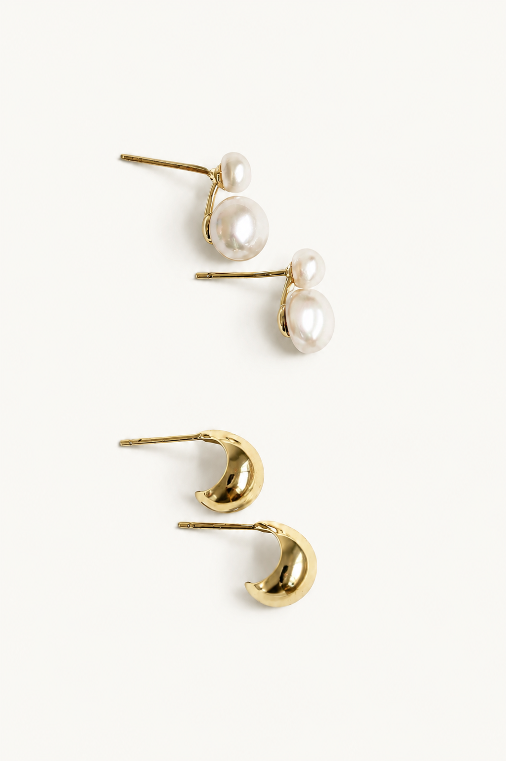 Pearl Stud + Micro Orb Earring Set - Sale