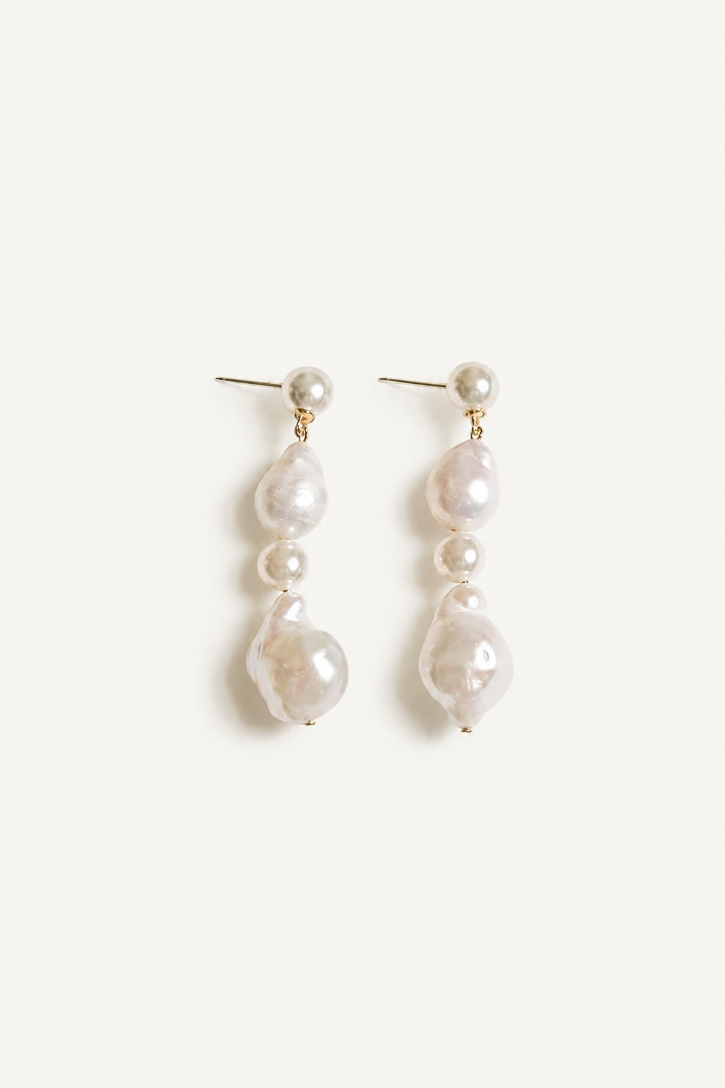 Triple Baroque Pearl Drop Earrings