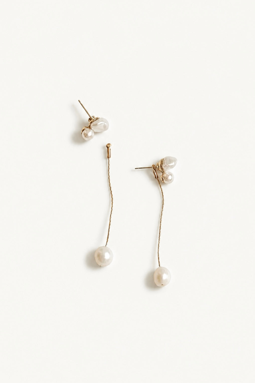 2:1 Micro Pearl Chain Strand Earrings