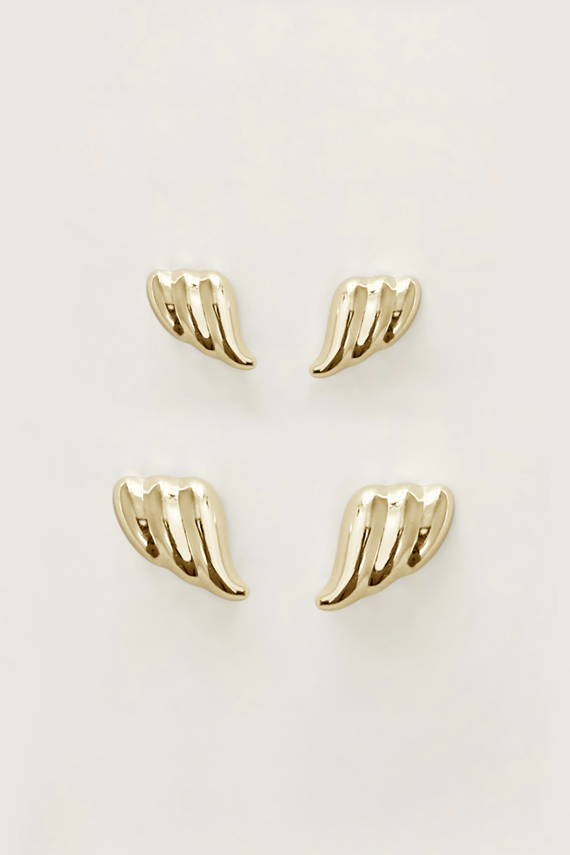 Ribbed Sculptural Stud Earring Set