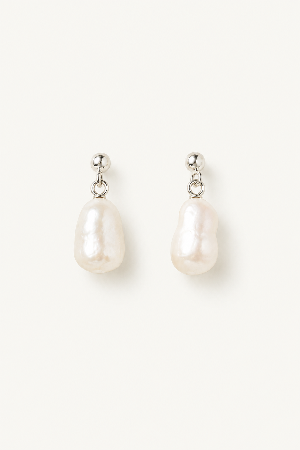Silver Ball Freshwater Pearl Drop Earrings - Sale